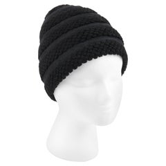 CHRISTIAN DIOR Early c.1960’s Couture Black Crochet Knit Layered Cap Hat