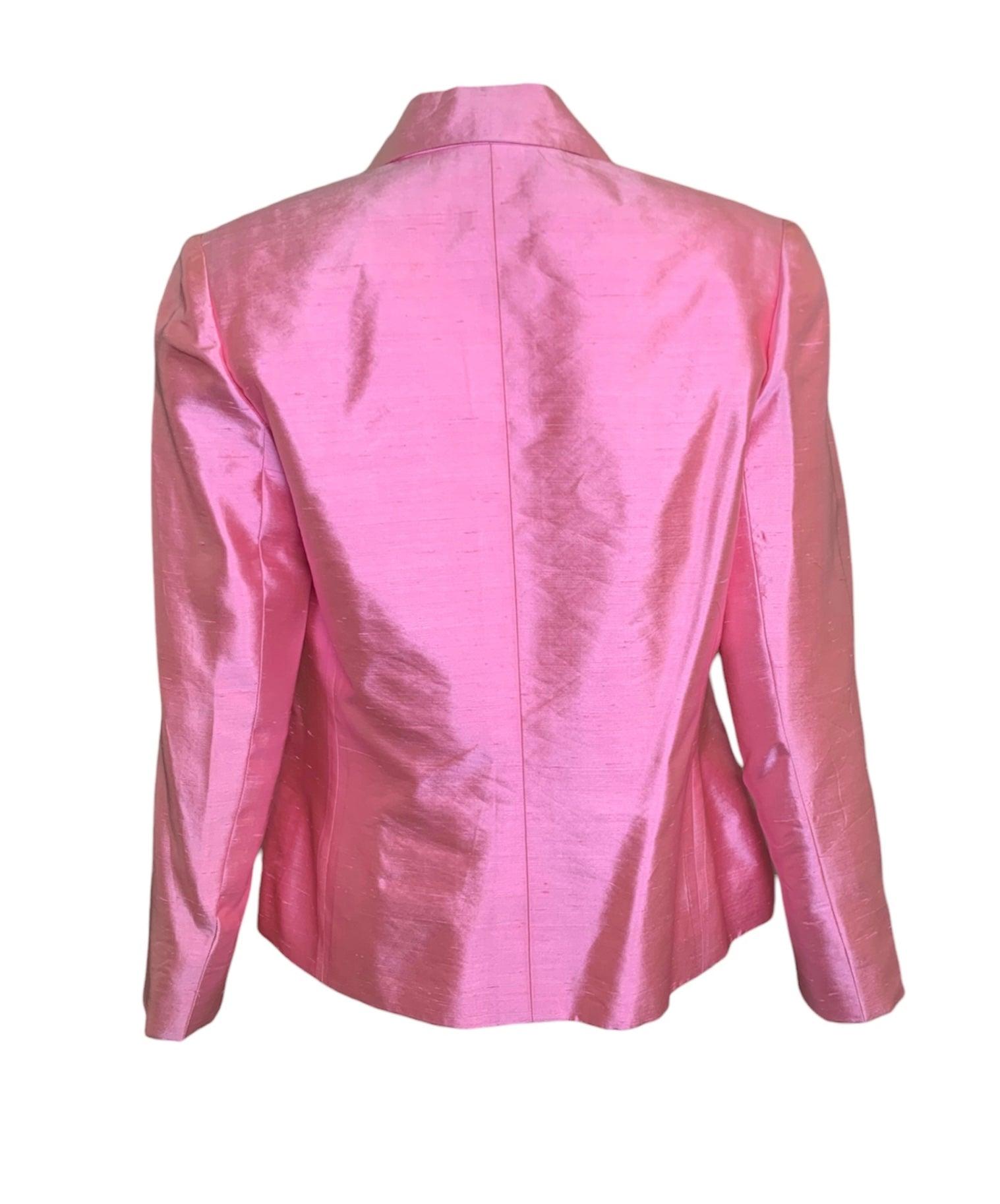 Rose Veste ouverte en soie brute rose précoce de Christian Dior, années 2000 en vente