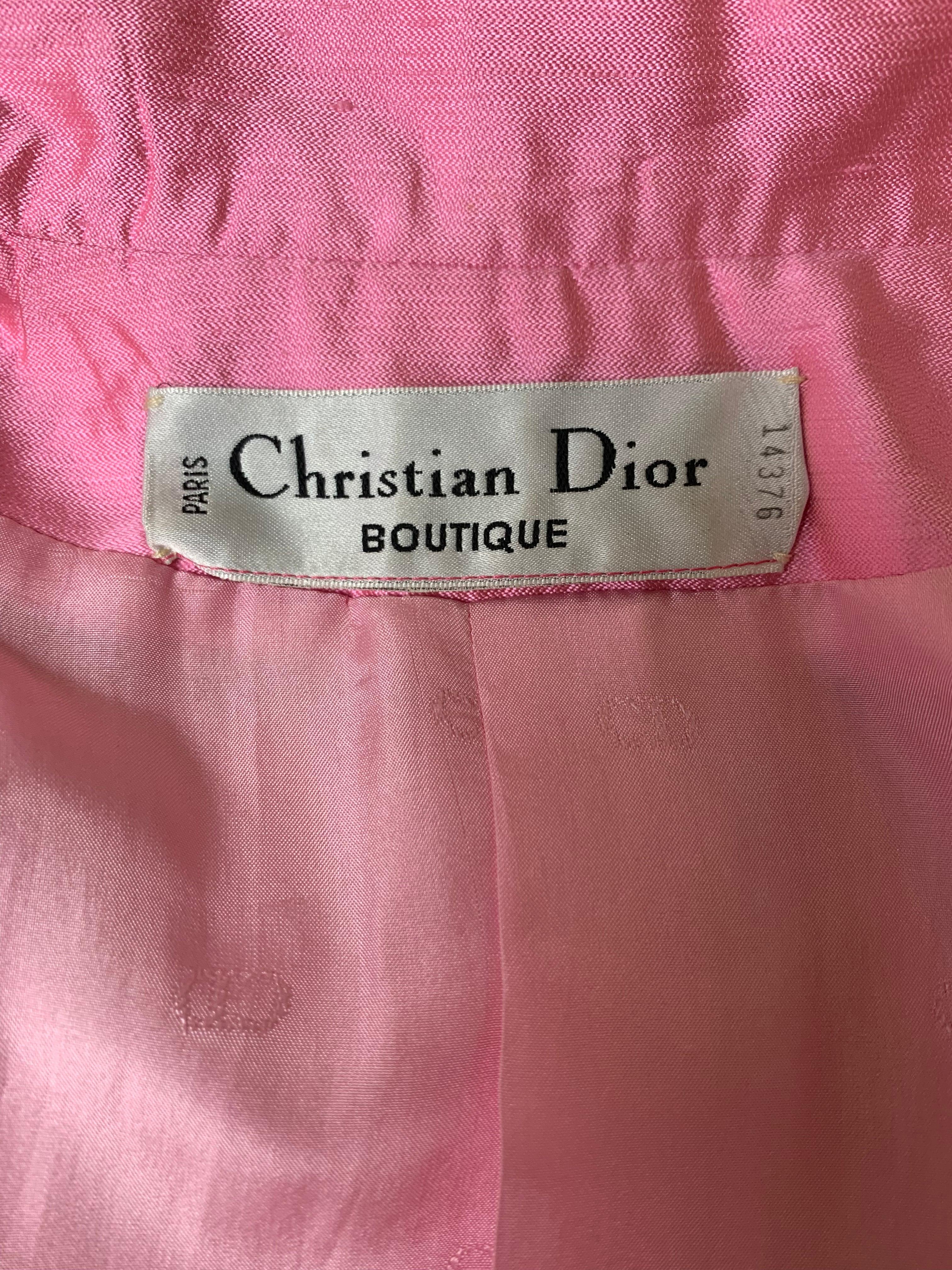 Veste ouverte en soie brute rose précoce de Christian Dior, années 2000 Excellent état - En vente à Los Angeles, CA
