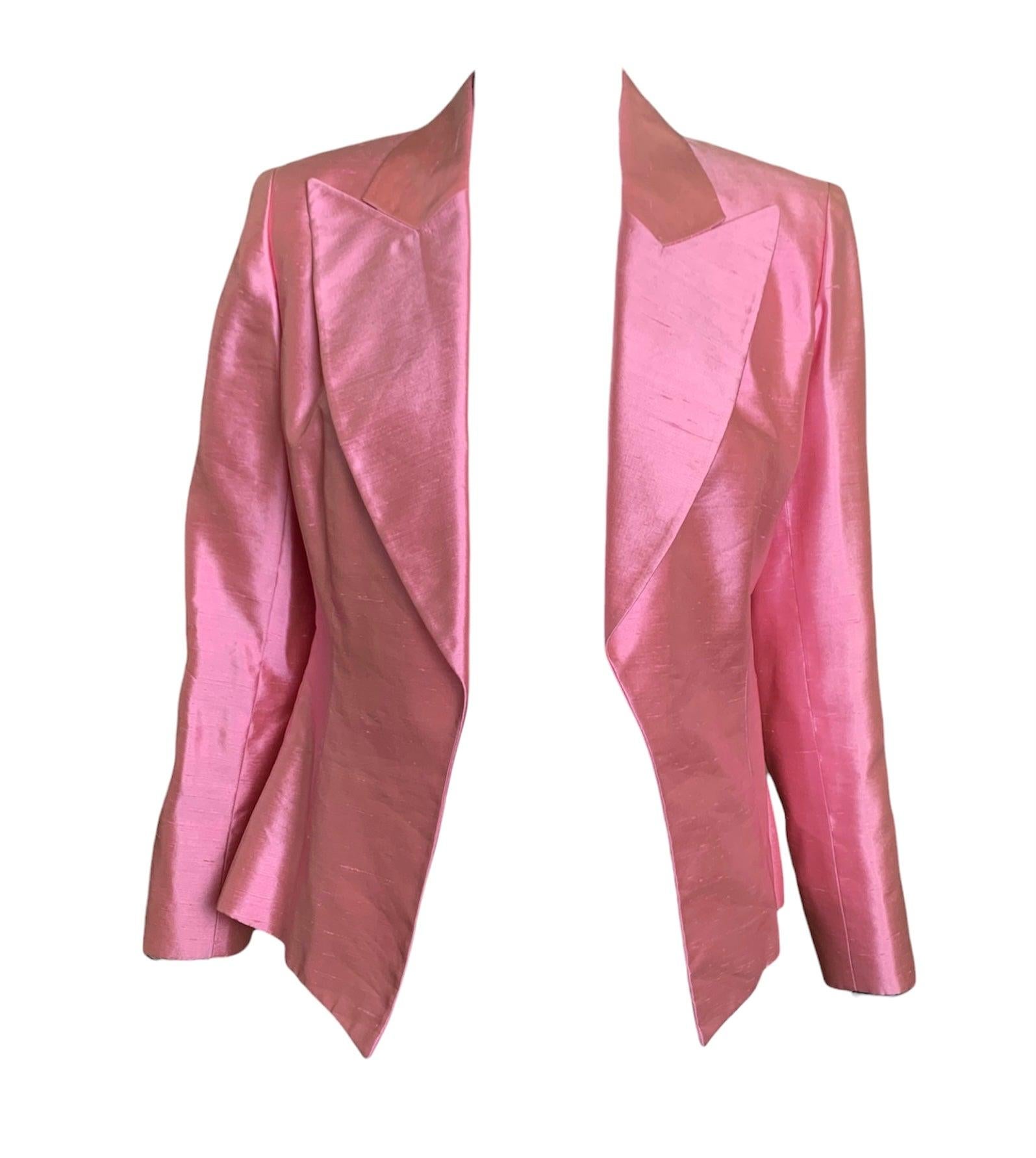 Veste ouverte en soie brute rose précoce de Christian Dior, années 2000 en vente