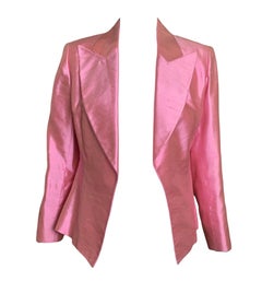 Veste ouverte en soie brute rose précoce de Christian Dior, années 2000