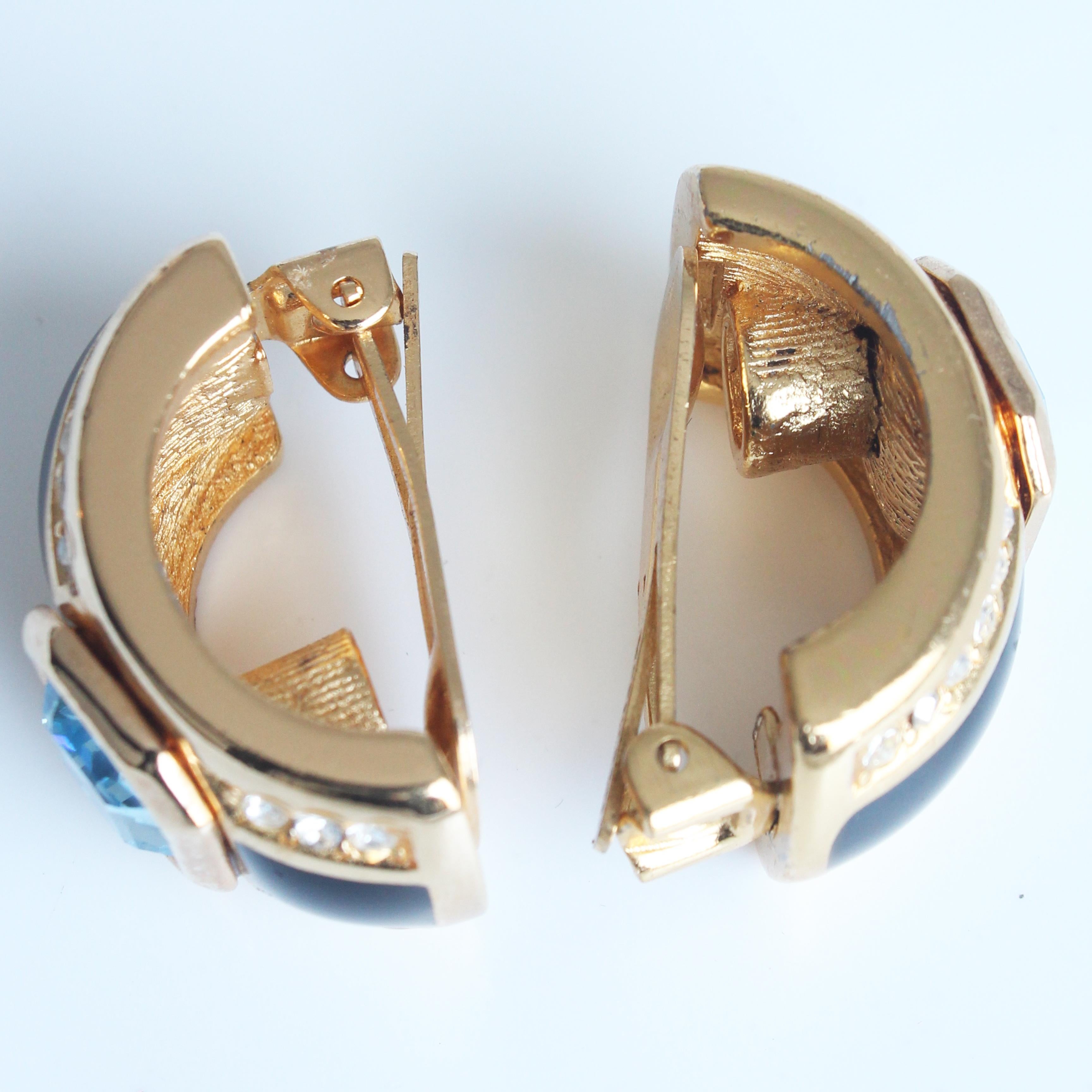 Orecchini Christian Dior in stile Art Deco con cristalli di zaffiro e topazio finti anni '80 in vendita 7