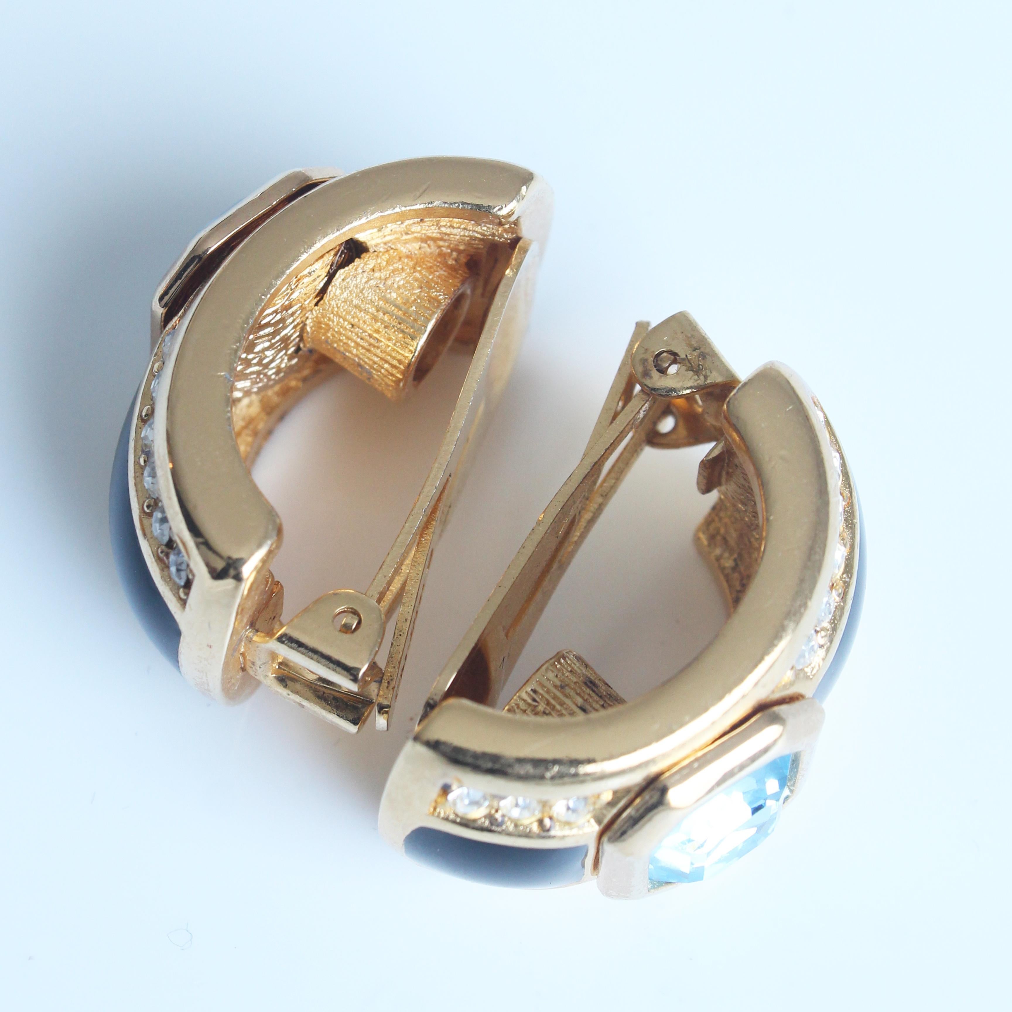 Orecchini Christian Dior in stile Art Deco con cristalli di zaffiro e topazio finti anni '80 in vendita 8