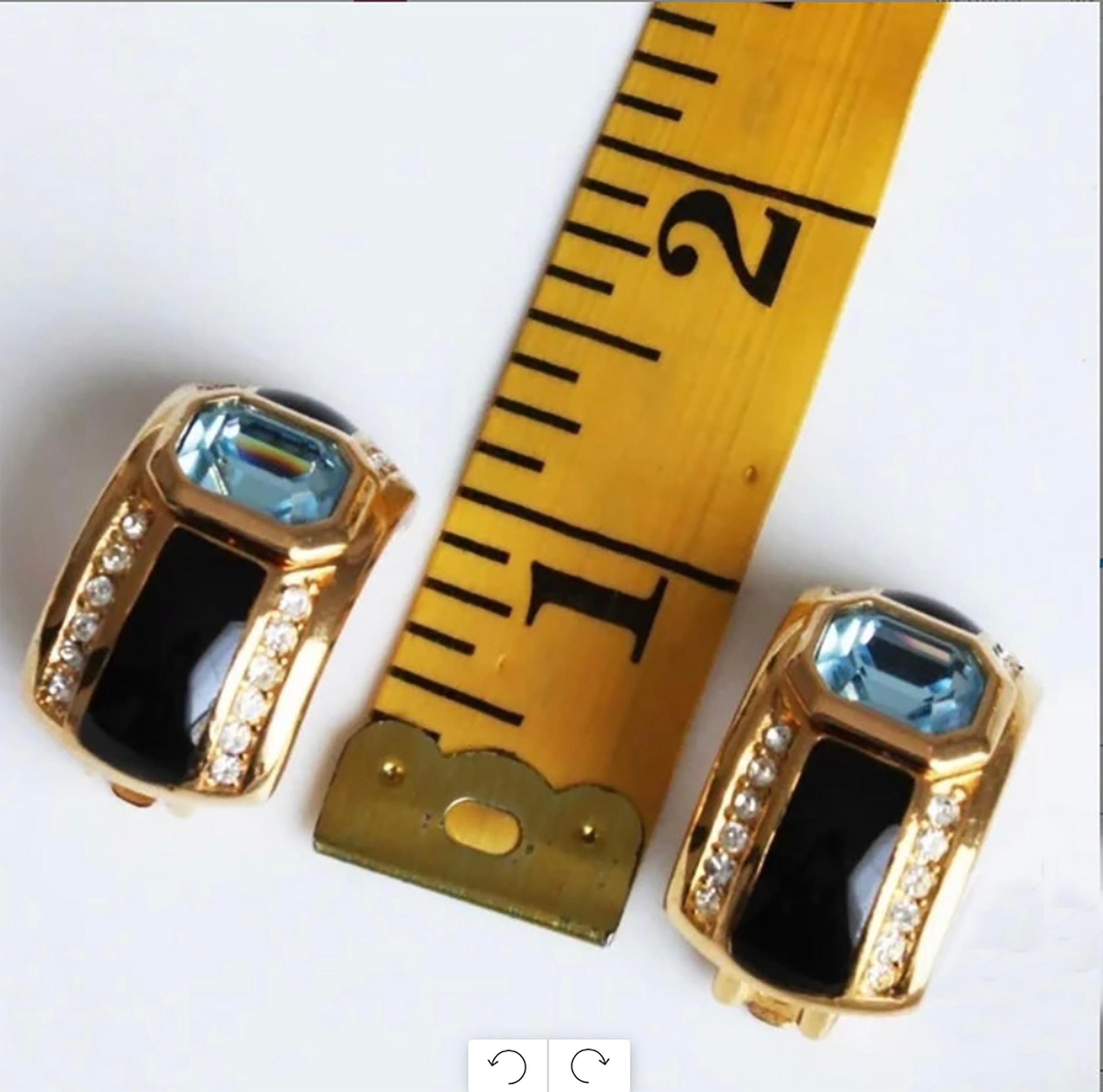 Orecchini Christian Dior in stile Art Deco con cristalli di zaffiro e topazio finti anni '80 in vendita 12
