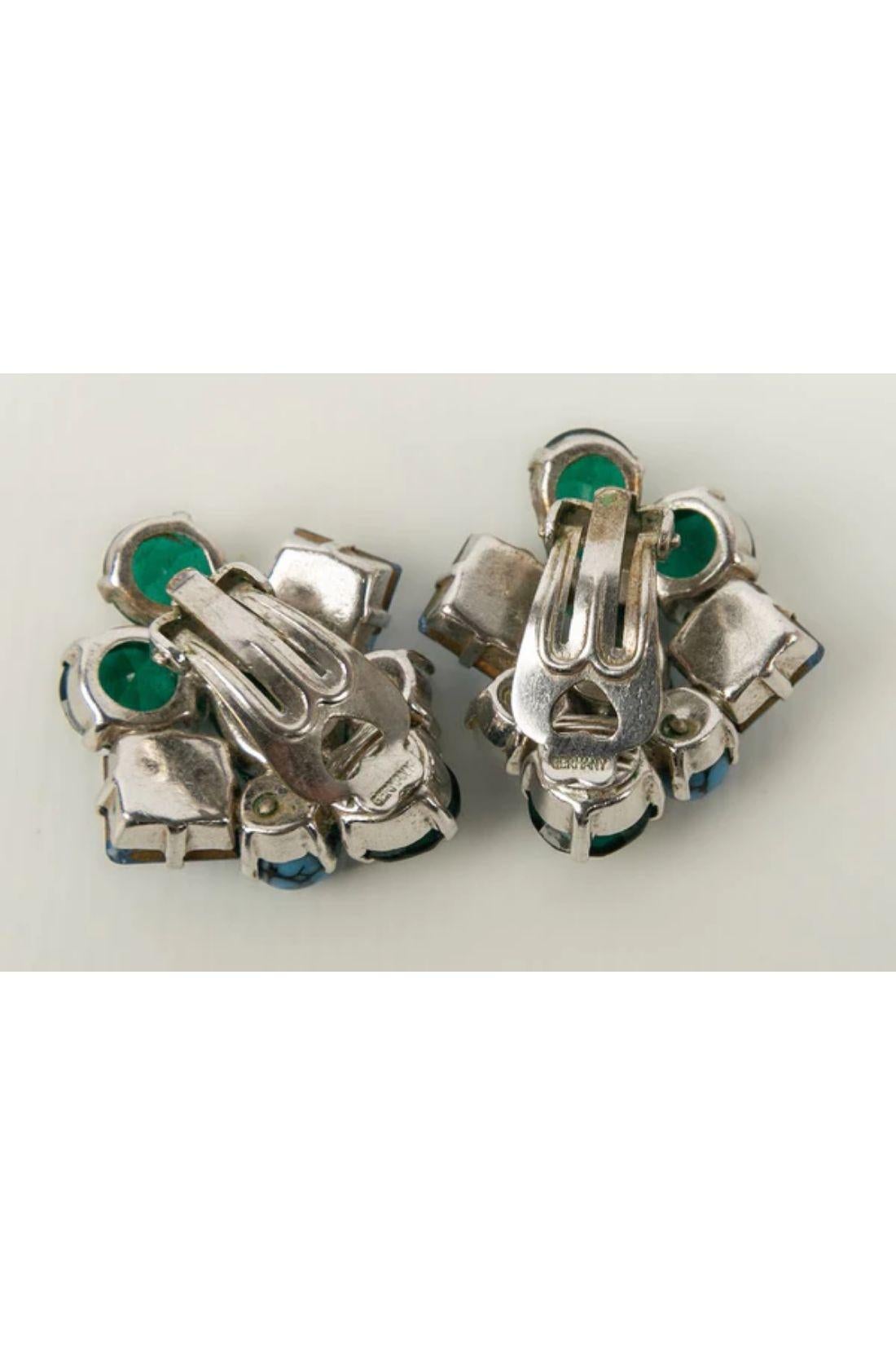 Christian Dior Earrings in Silver Plated and Rhinestone, 1959 1