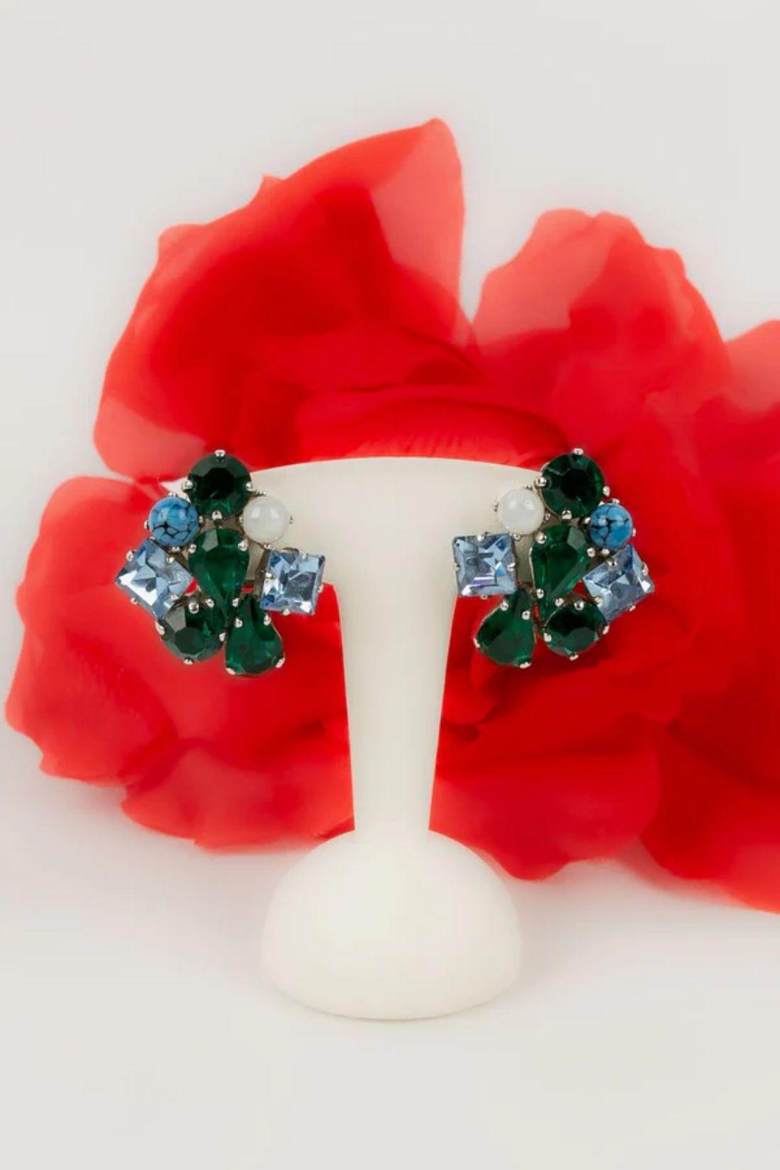 Christian Dior Earrings in Silver Plated and Rhinestone, 1959 2