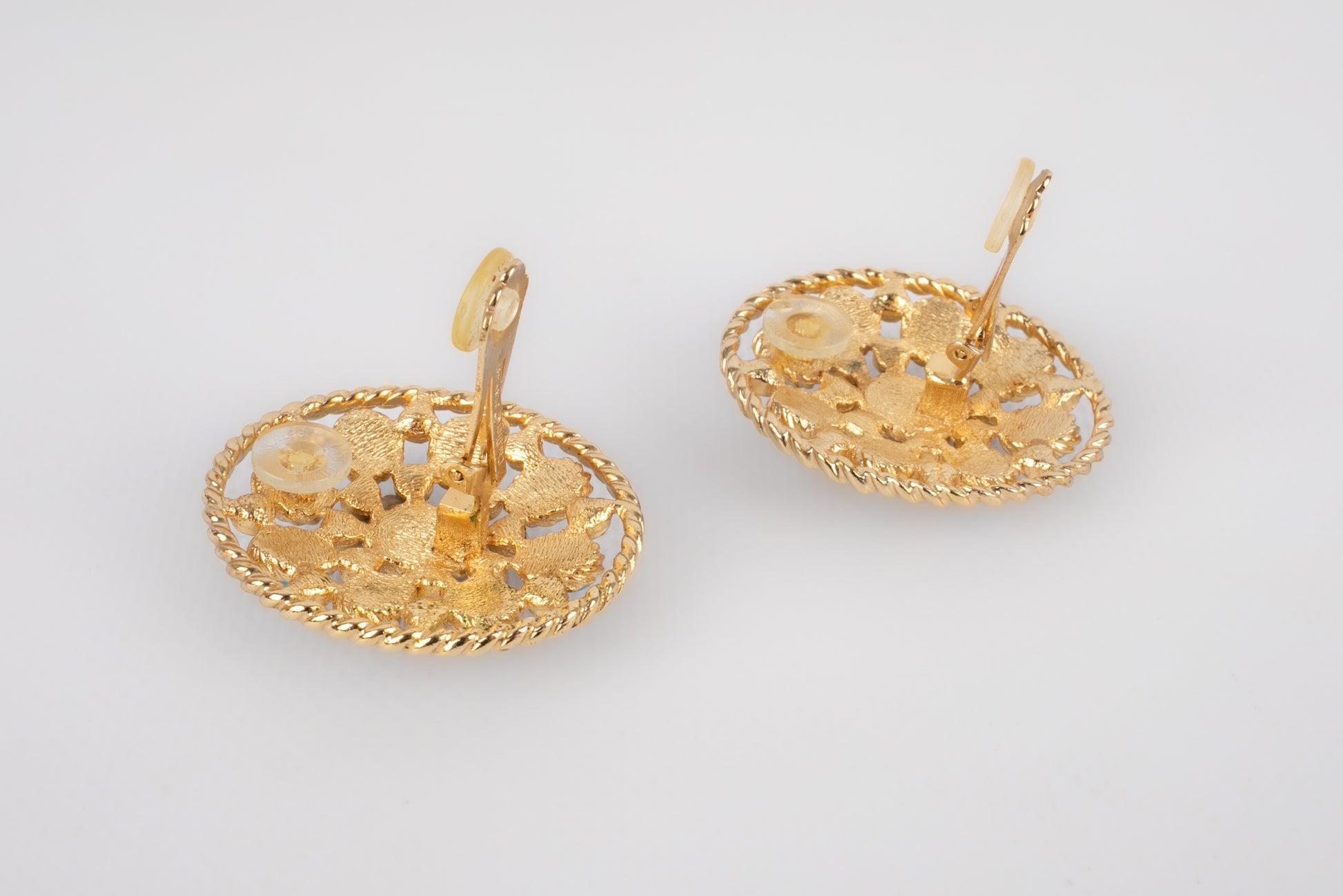Women's Christian Dior Earrings with Glass Paste and Rhinestones For Sale