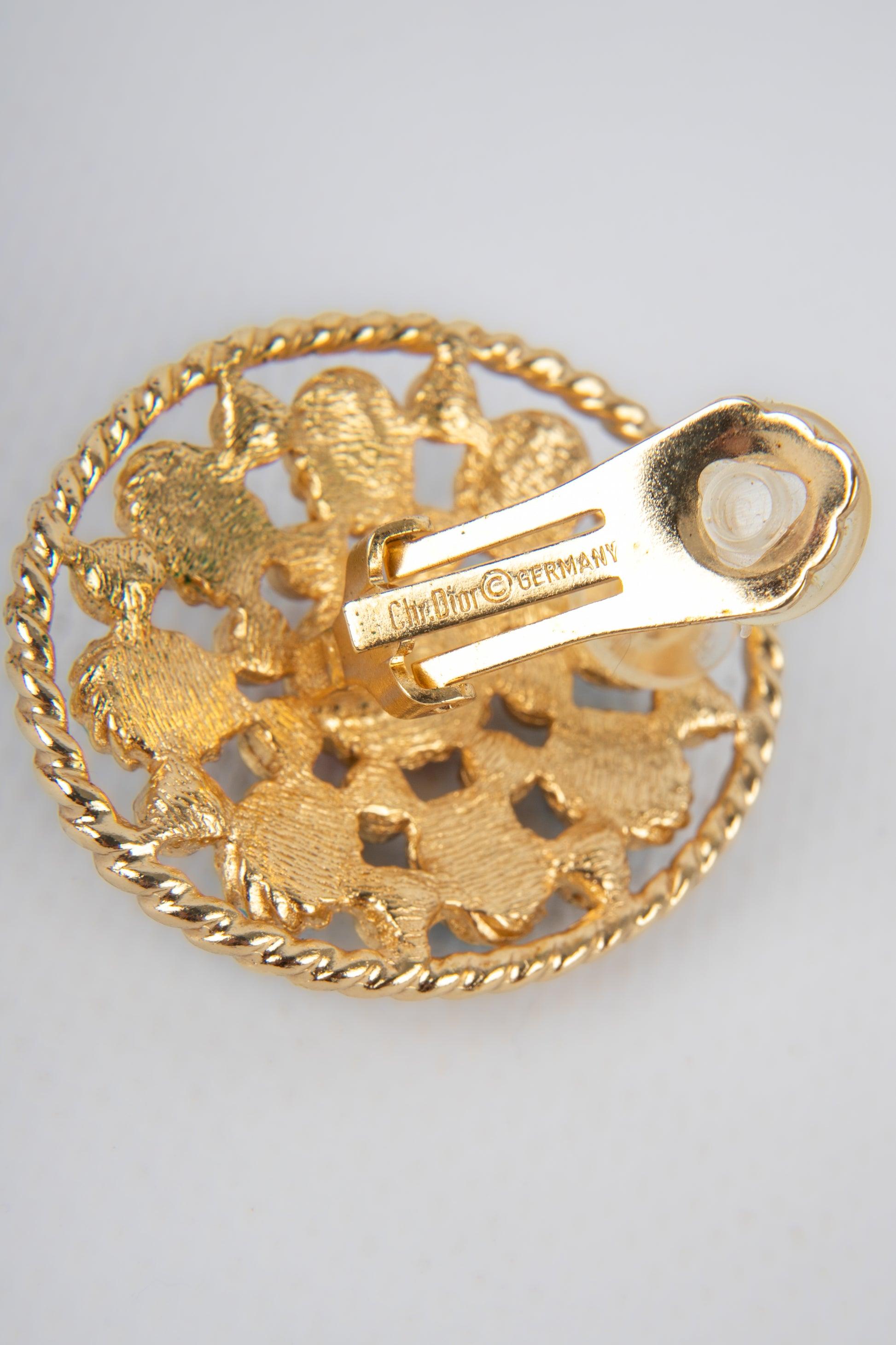 Christian Dior Earrings with Glass Paste and Rhinestones For Sale 1
