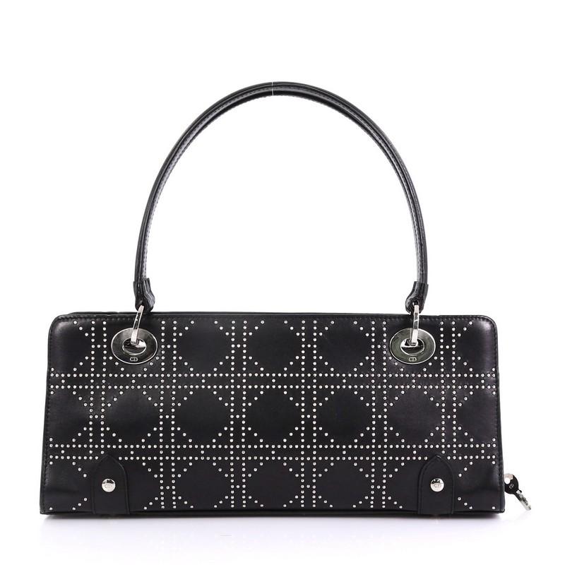 Women's Christian Dior East West Lady Dior Handbag Cannage Studded Leather Small