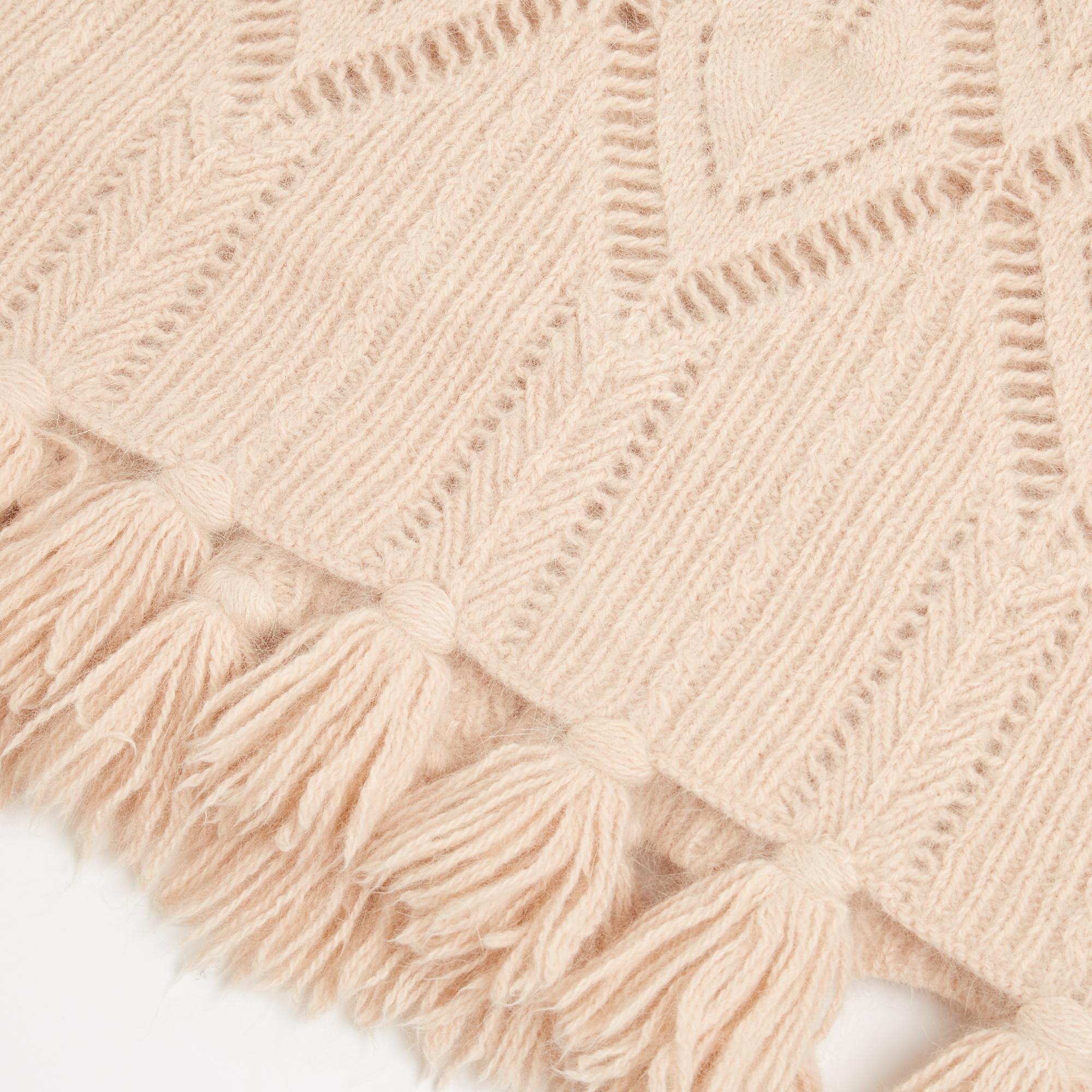 Christian Dior Echarpe Rose Courte Bufanda Corta Grande Pointelle de Lana Rosa Bebé Beige en venta