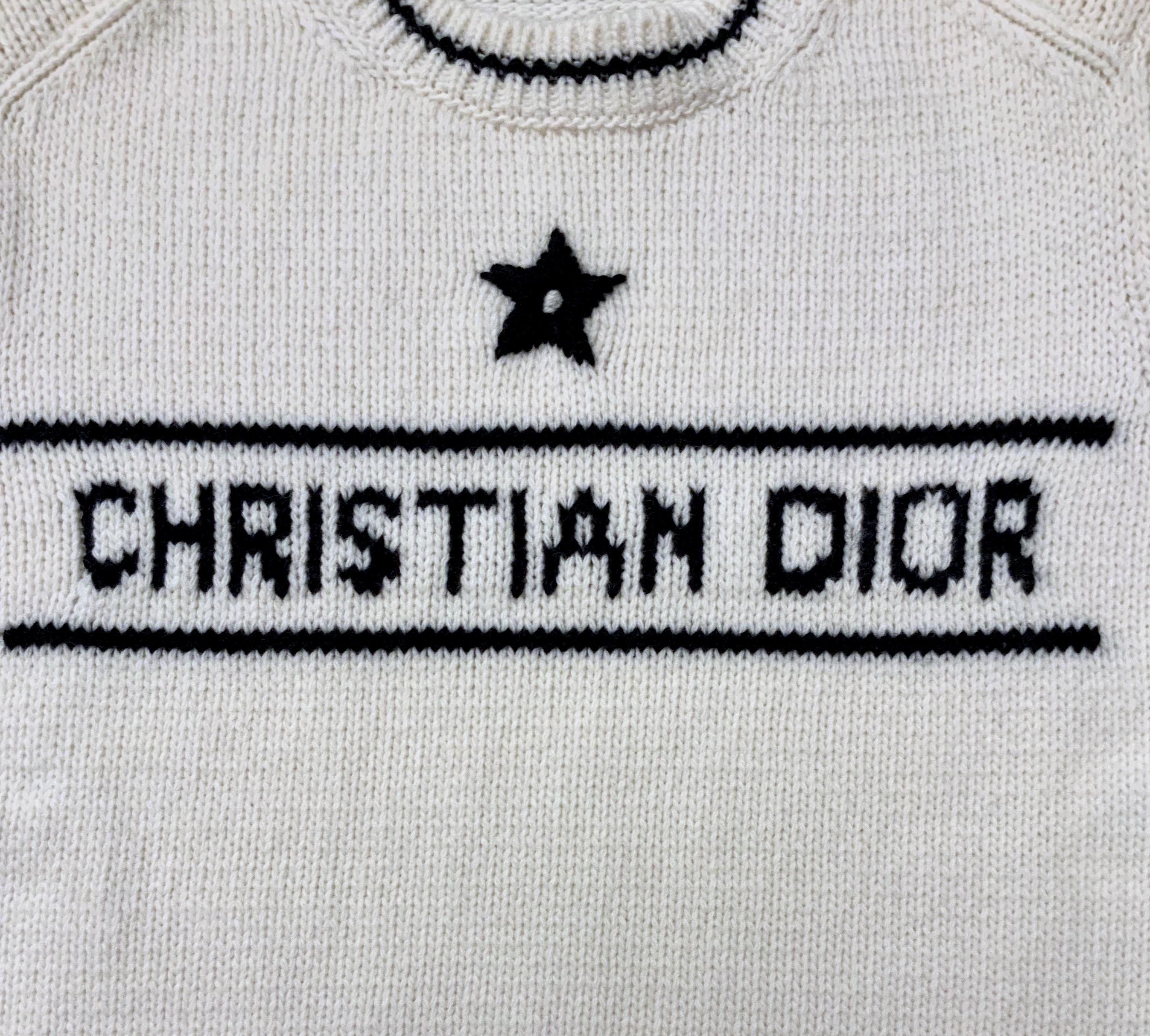 Christian Dior Ecru Cashmere and Wool Knit Short - Sleeved Sweater 1