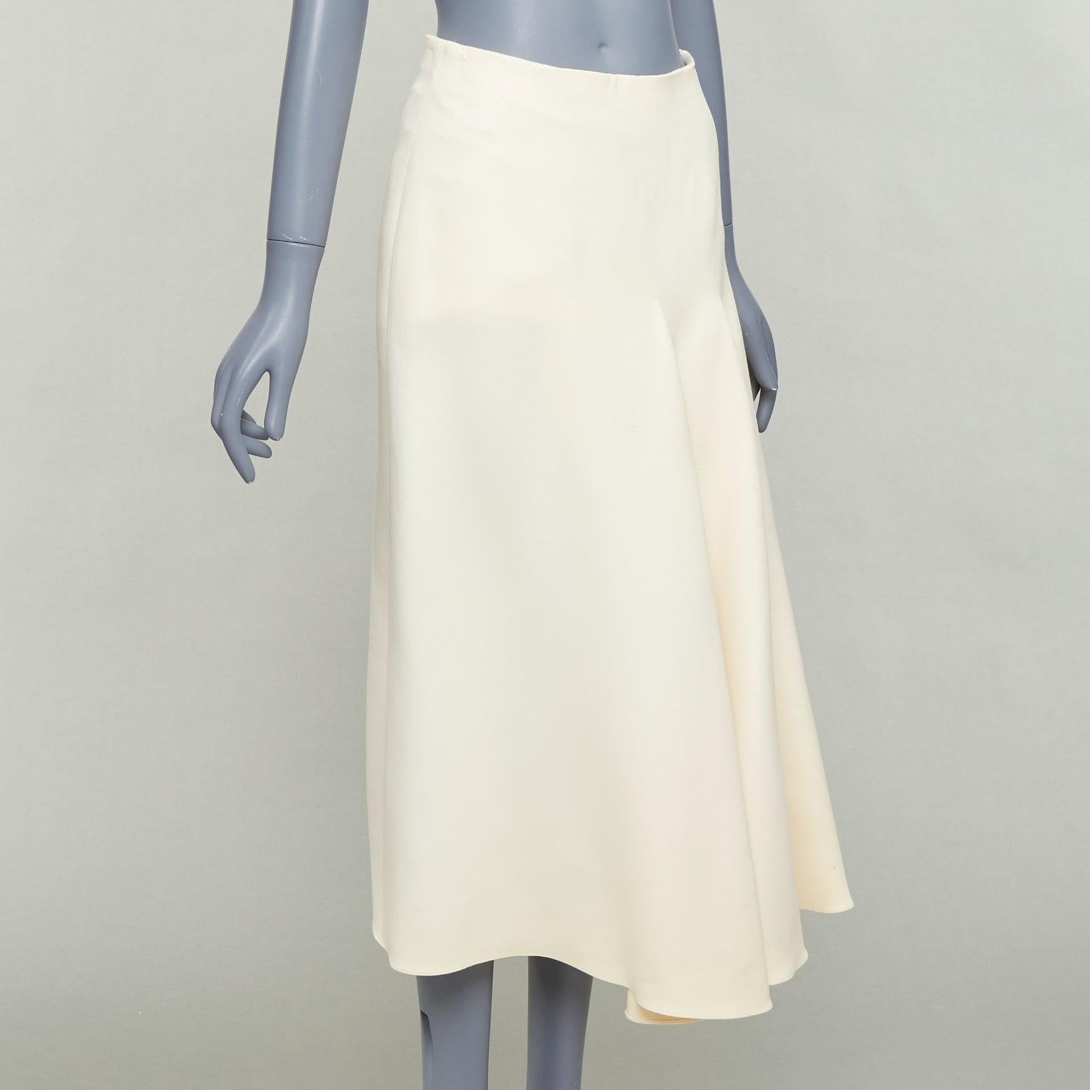 Beige CHRISTIAN DIOR ecru  cream wool silk bias cut pleated Aline skirt FR38 M en vente