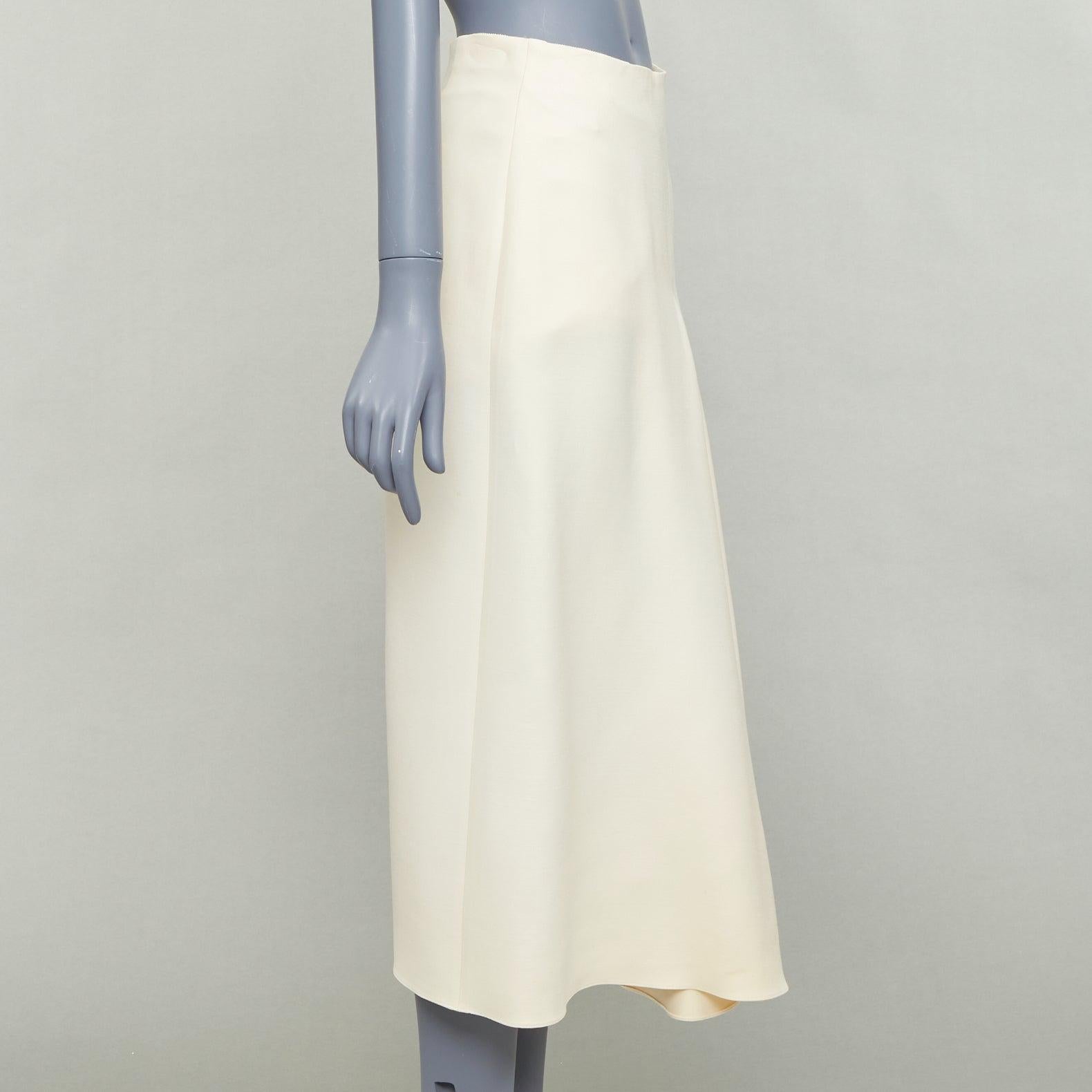CHRISTIAN DIOR ecru  cream wool silk bias cut pleated Aline skirt FR38 M État moyen - En vente à Hong Kong, NT