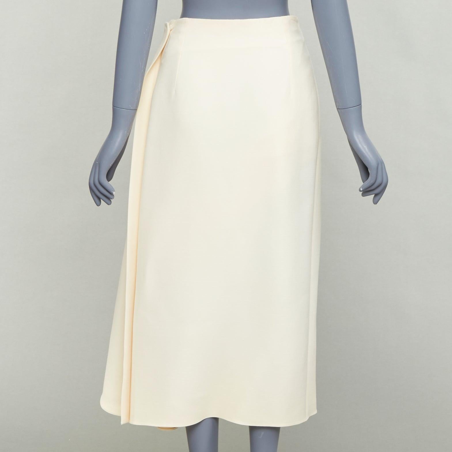 CHRISTIAN DIOR ecru  cream wool silk bias cut pleated Aline skirt FR38 M Pour femmes en vente
