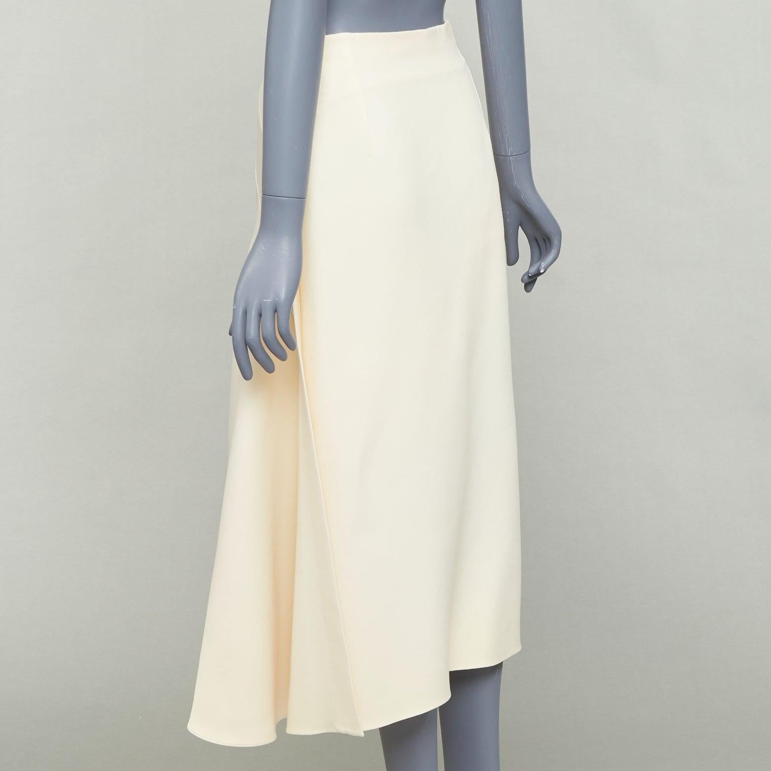 CHRISTIAN DIOR ecru  cream wool silk bias cut pleated Aline skirt FR38 M en vente 1