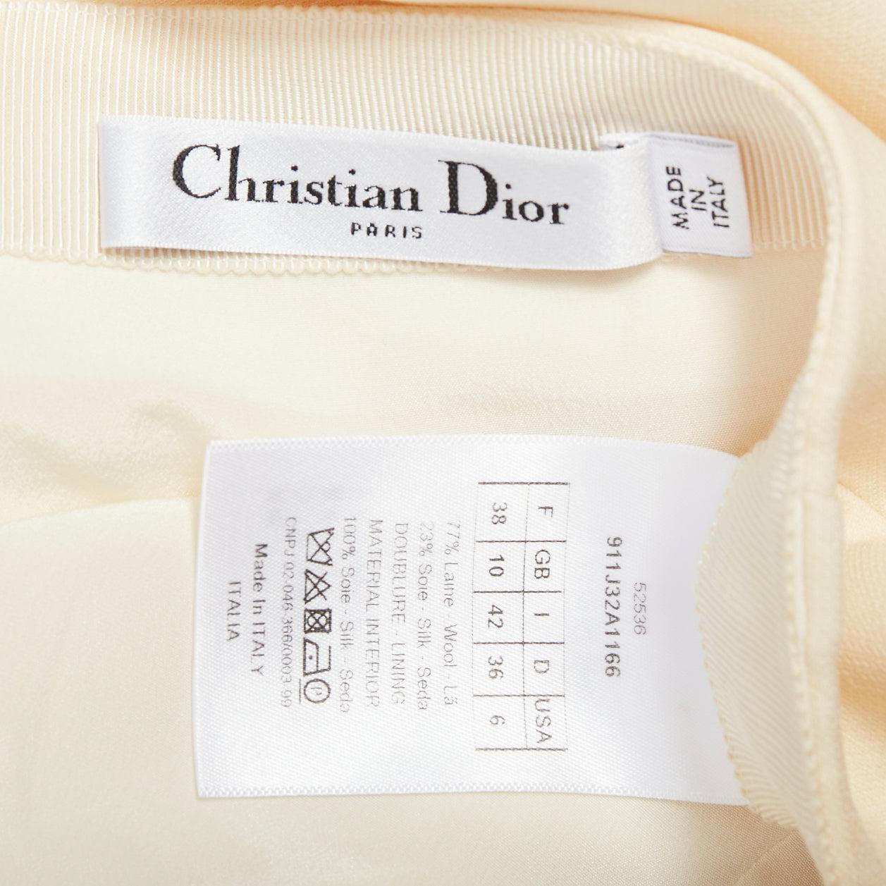 CHRISTIAN DIOR ecru  cream wool silk bias cut pleated Aline skirt FR38 M en vente 3