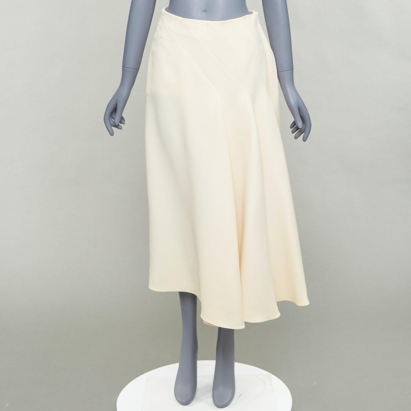 CHRISTIAN DIOR ecru  cream wool silk bias cut pleated Aline skirt FR38 M en vente 4