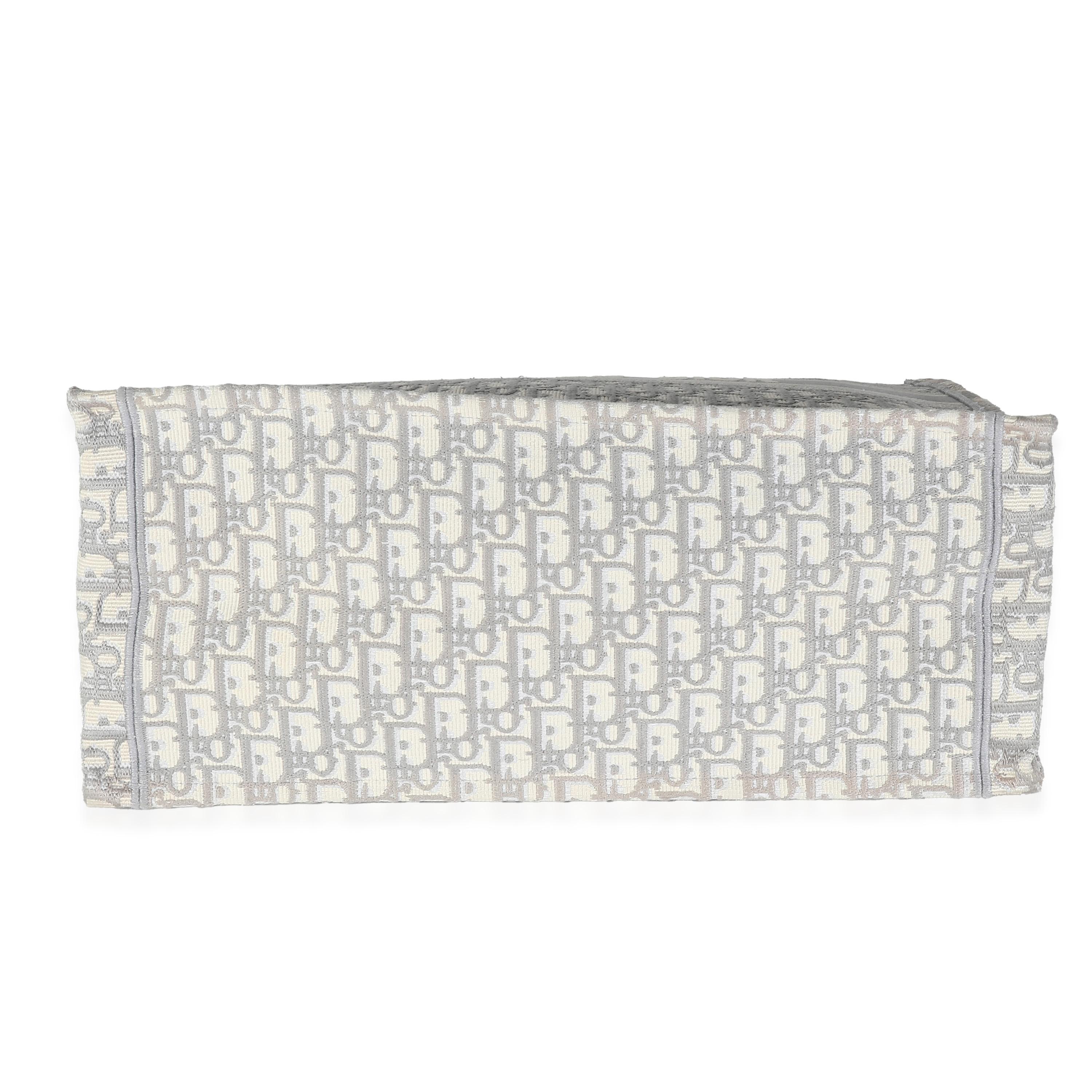 Christian Dior Ecru Gray Oblique Jacquard Large Book Tote For Sale 1