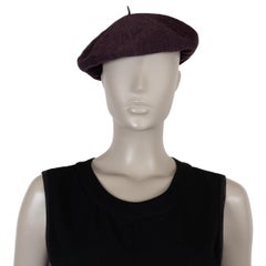 CHRISTIAN DIOR eggplant purple linen 2019 BERET Hat One Size