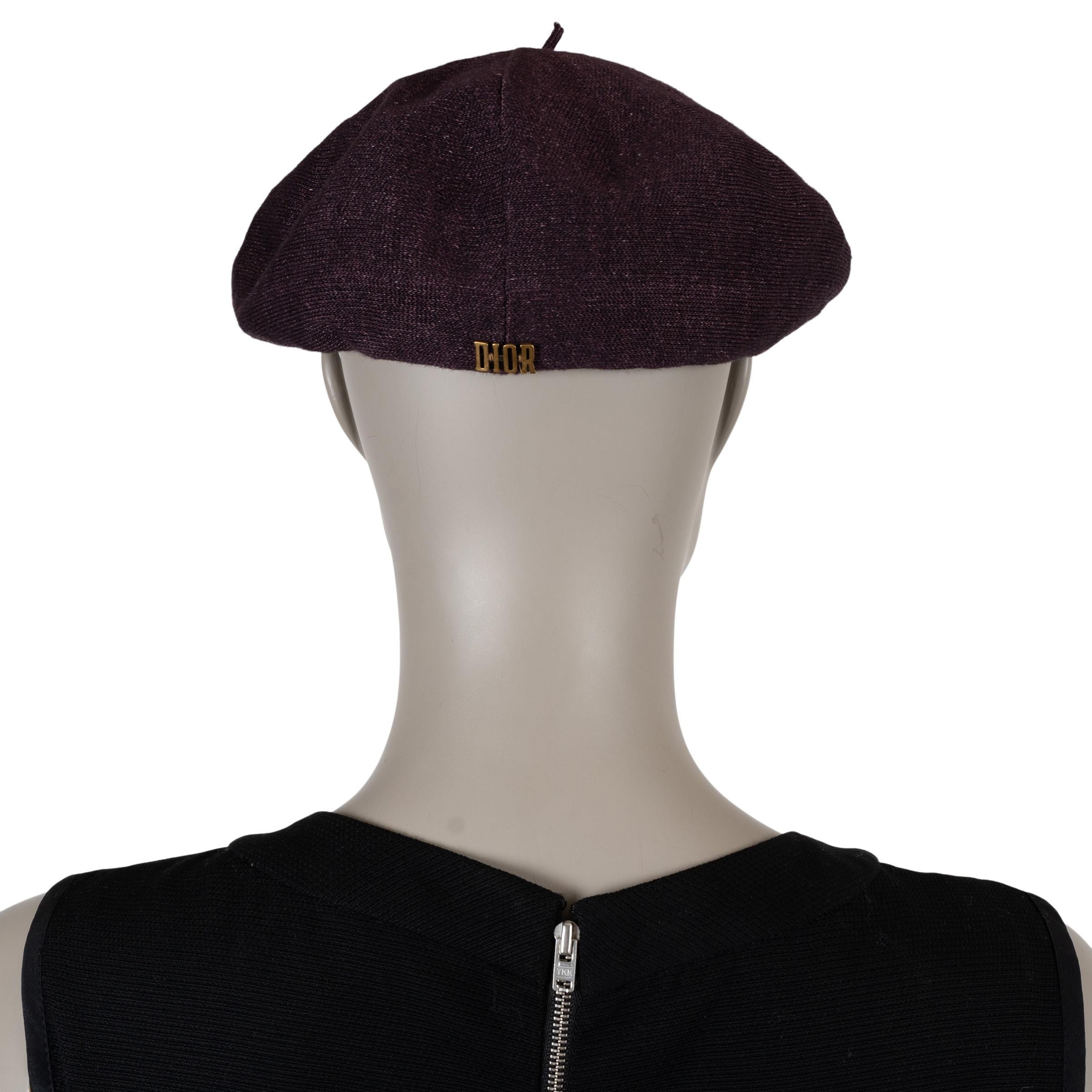 CHRISTIAN DIOR aubergine violet lin 2019 Chapeau BERET Taille unique Pour femmes en vente