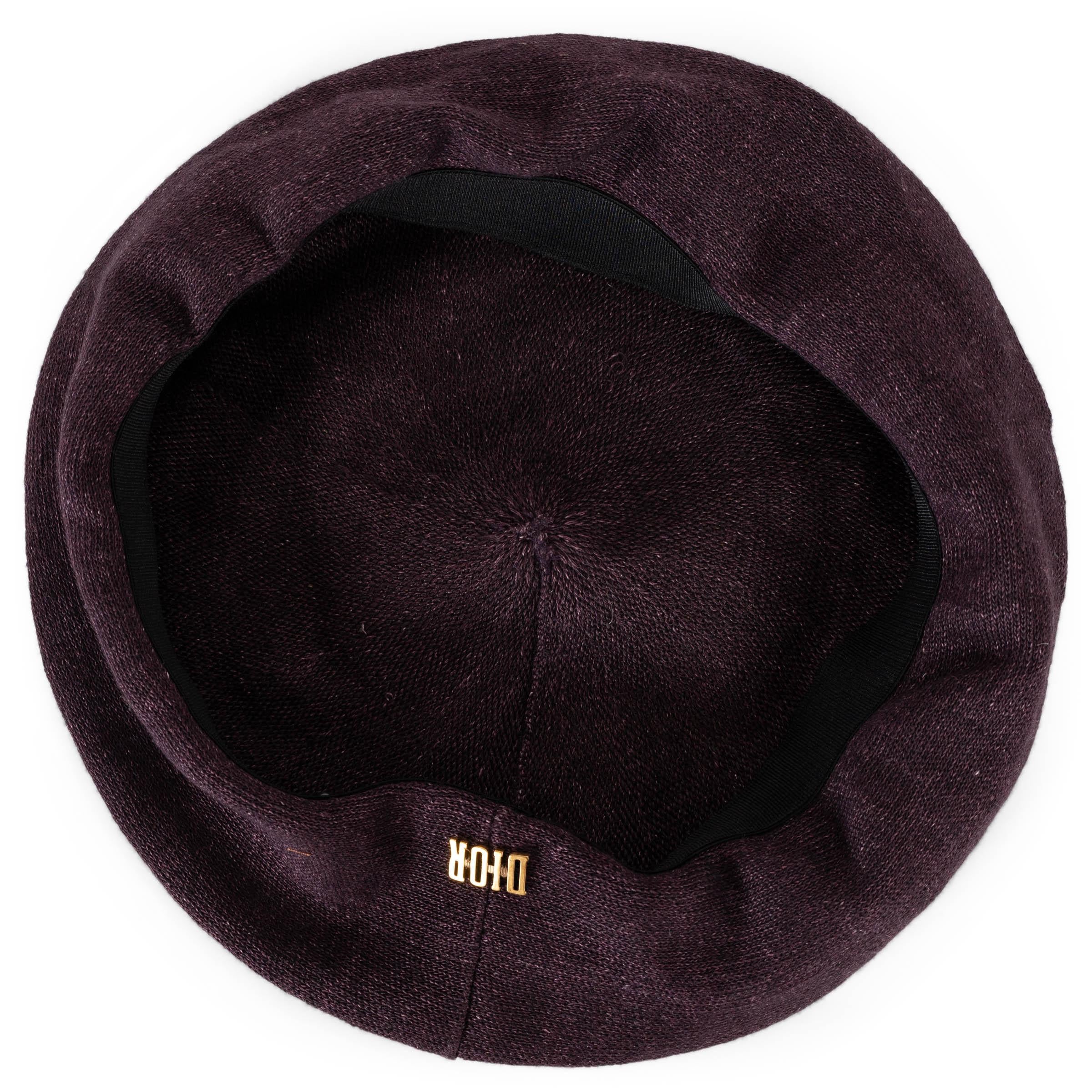 CHRISTIAN DIOR aubergine violet lin 2019 Chapeau BERET Taille unique en vente 2
