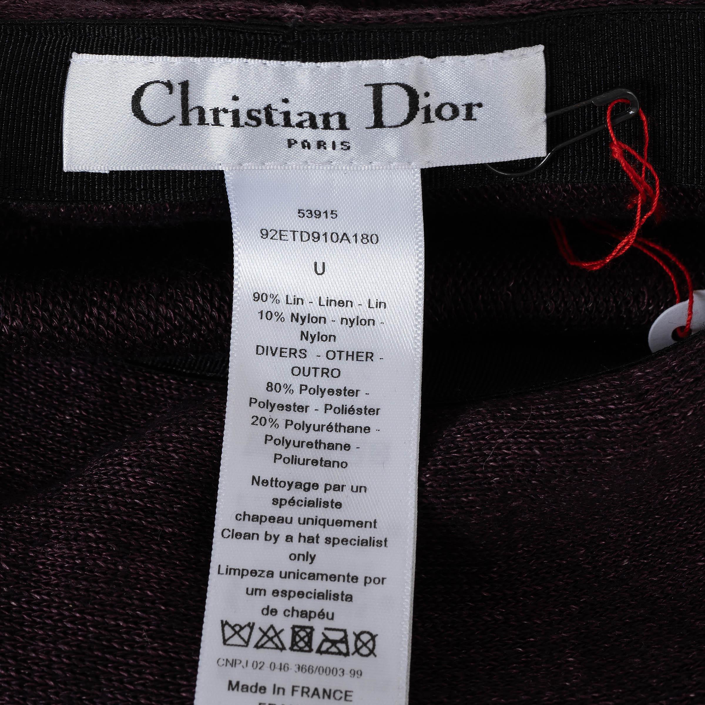 CHRISTIAN DIOR aubergine violet lin 2019 Chapeau BERET Taille unique en vente 3