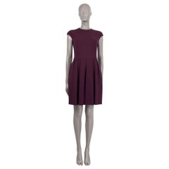 CHRISTIAN DIOR eggplant wool CAP SLEEVE SHEATH Dress 40 M