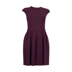 CHRISTIAN DIOR Aubergine-Woll CAP SLEEVE SHEATH Kleid 40 M