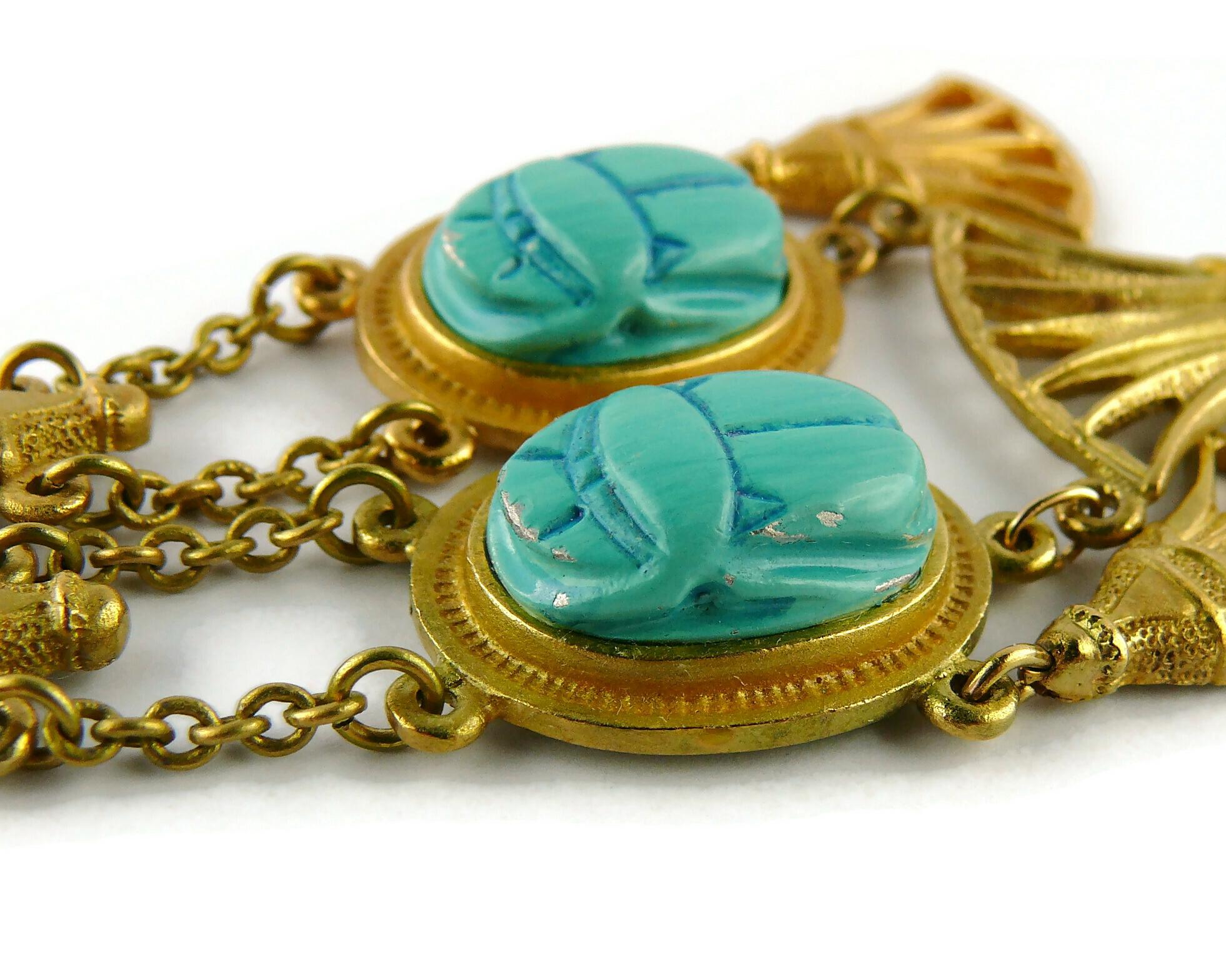 Christian Dior Egyptian Revival Faux Turquoise Scarab Necklace 8
