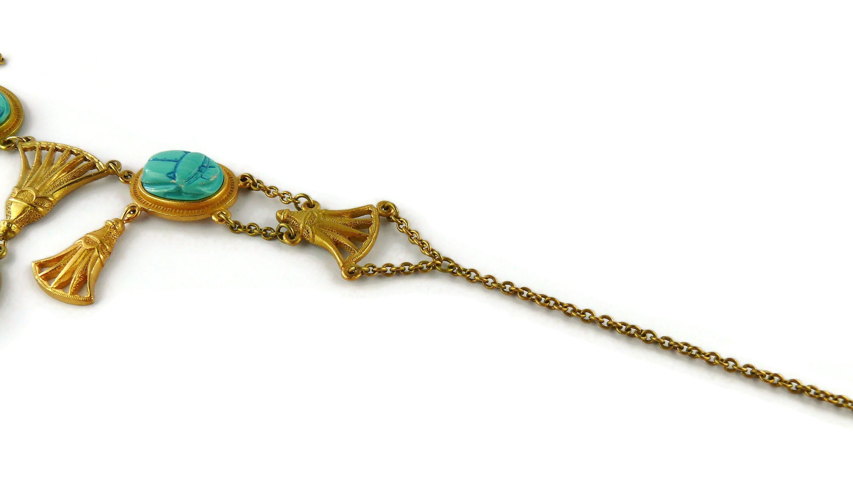 Christian Dior Egyptian Revival Faux Turquoise Scarab Necklace 2