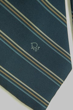 Christian Dior Elegant Classic Blue Stripes Necktie 1990