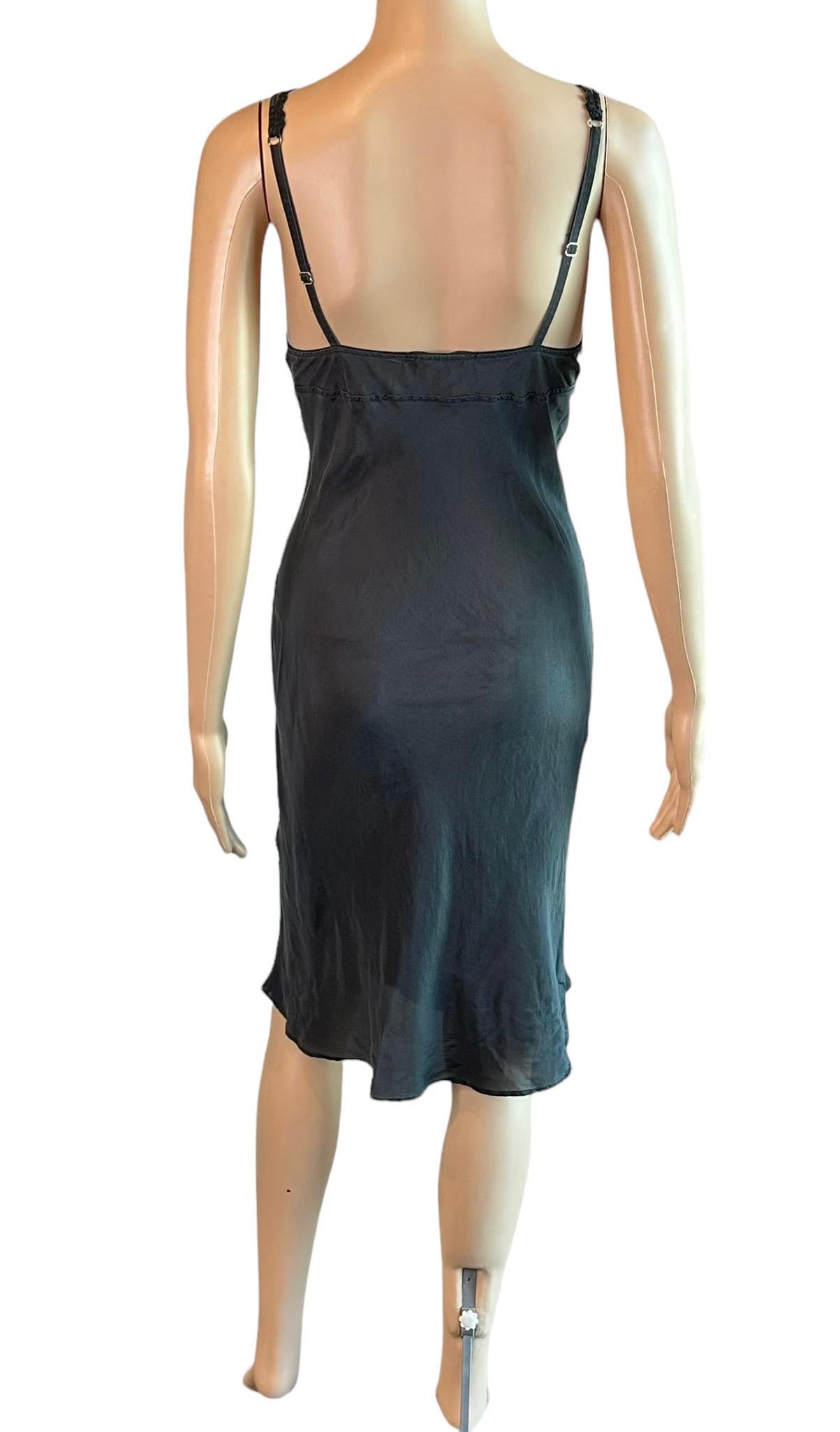 Christian Dior Embellished Slip Silk Black Midi Dress For Sale 1