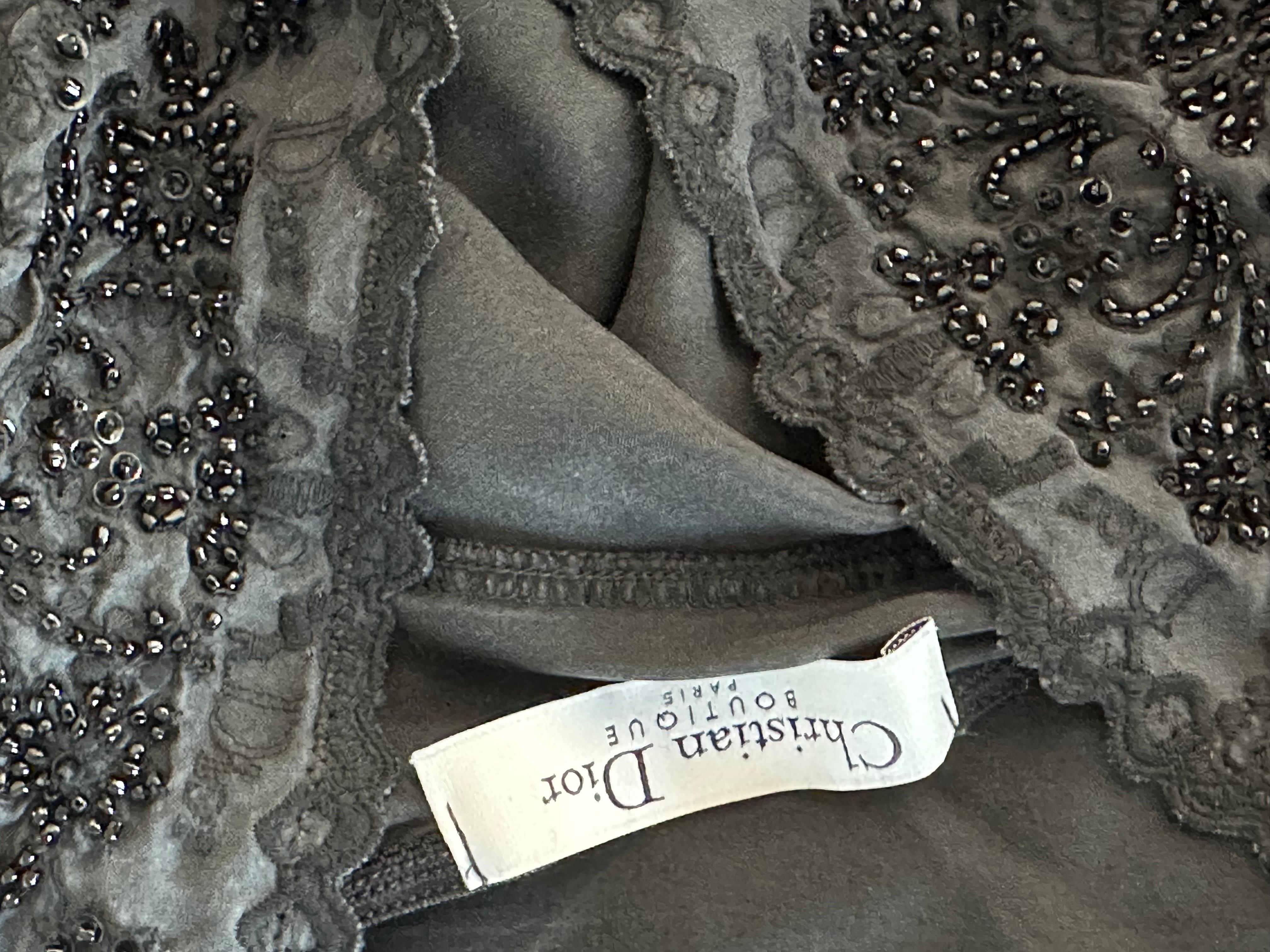 Christian Dior Embellished Slip Silk Black Midi Dress For Sale 4