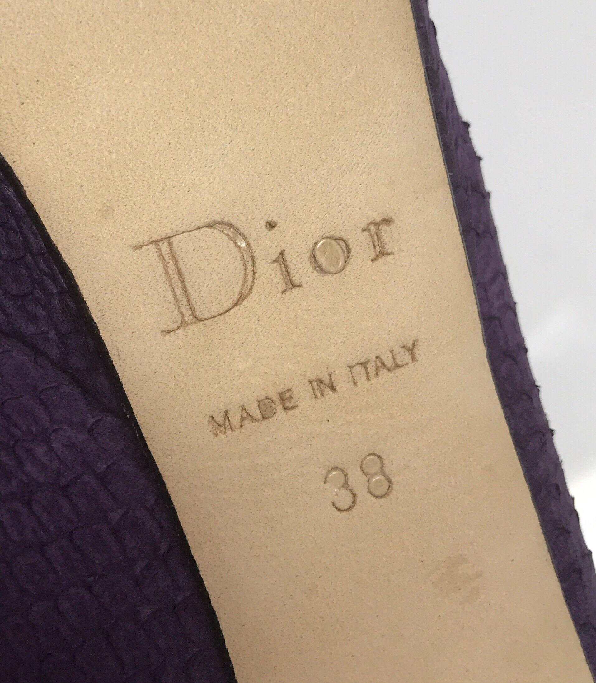 Christian Dior Embossed Leather Purple Platform Heels-38 1