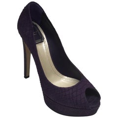 Christian Dior Embossed Leather Purple Platform Heels-38