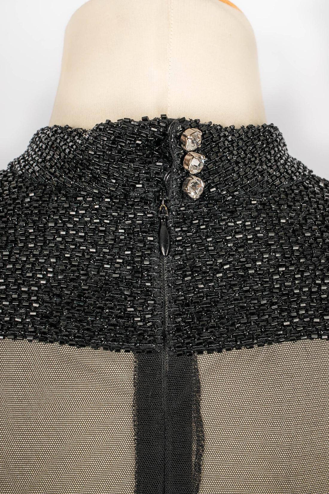 Christian Dior Besticktes Kleid mit schwarzen Perlen im Angebot 2
