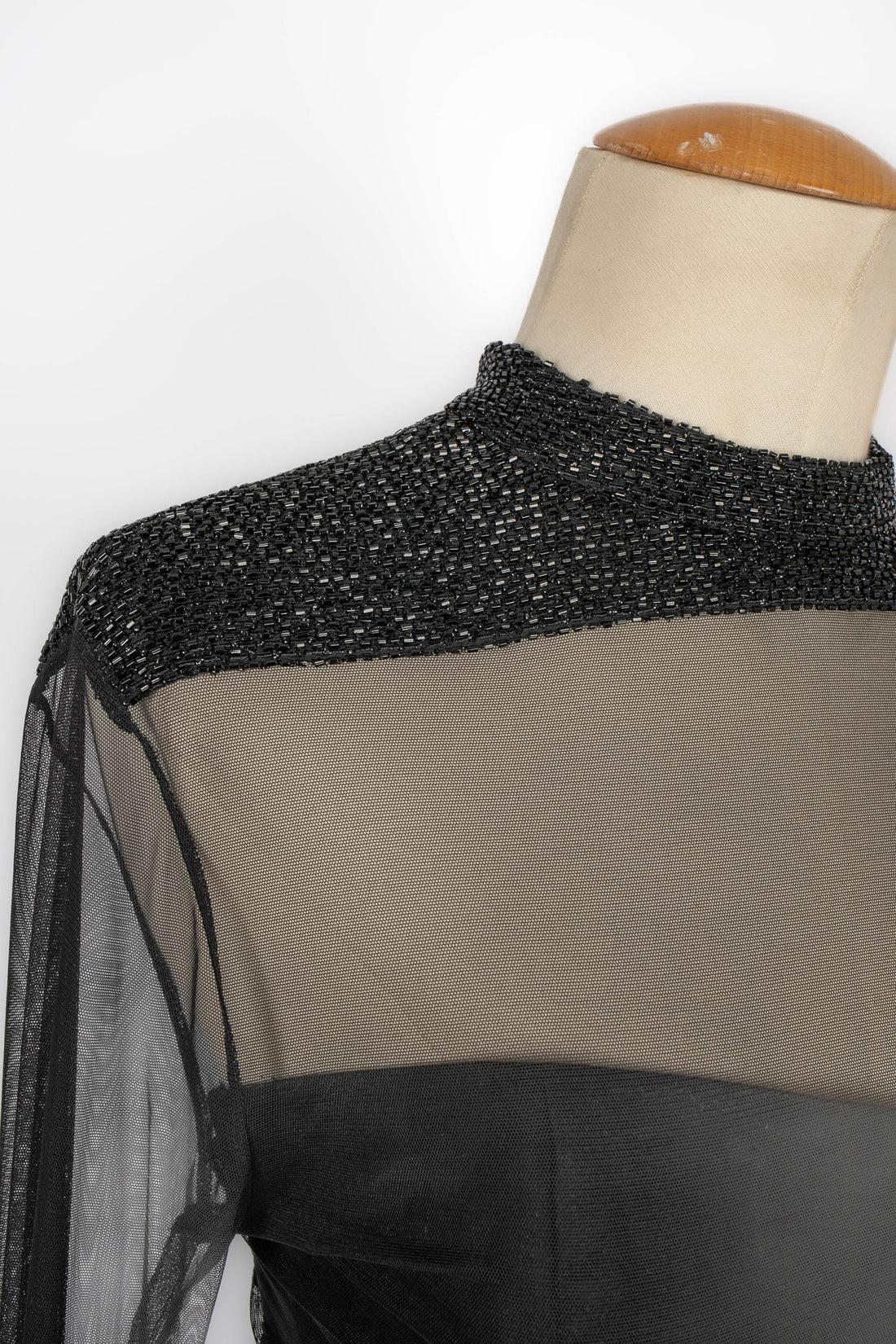 Christian Dior Besticktes Kleid mit schwarzen Perlen im Angebot 3