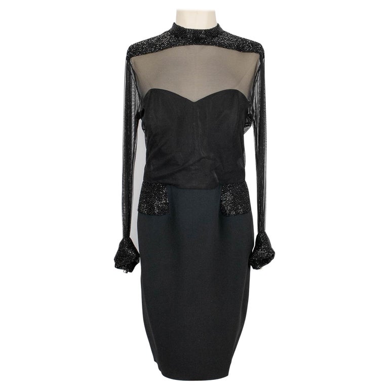 Christian Dior Embroidered Black Pearls Dress For Sale at 1stDibs