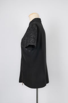 Christian Dior Embroidered Black Silk Top
