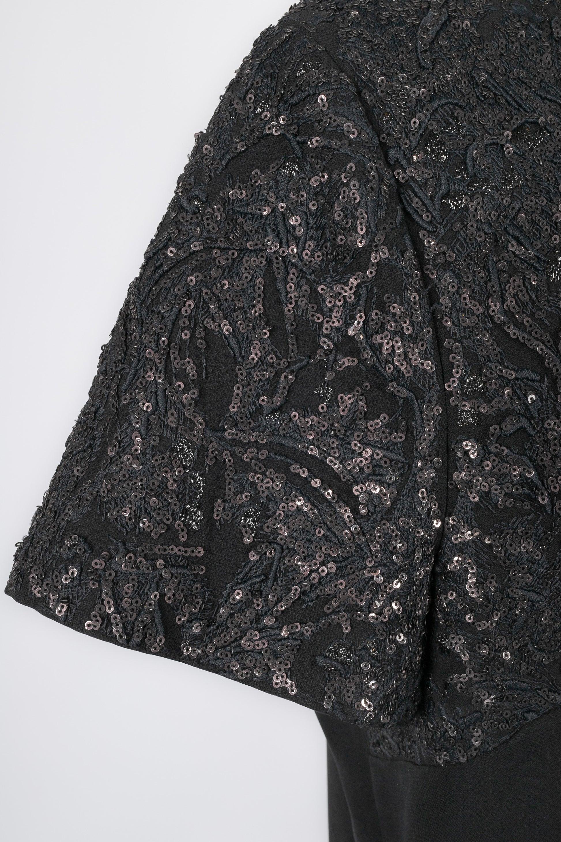 Christian Dior Embroidered Black Silk Top For Sale 1