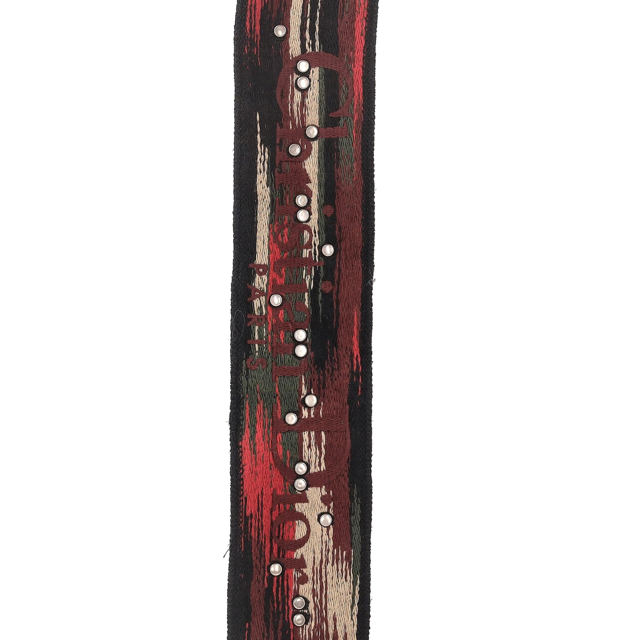 Black Christian Dior Embroidered Canvas Bag Strap For Sale
