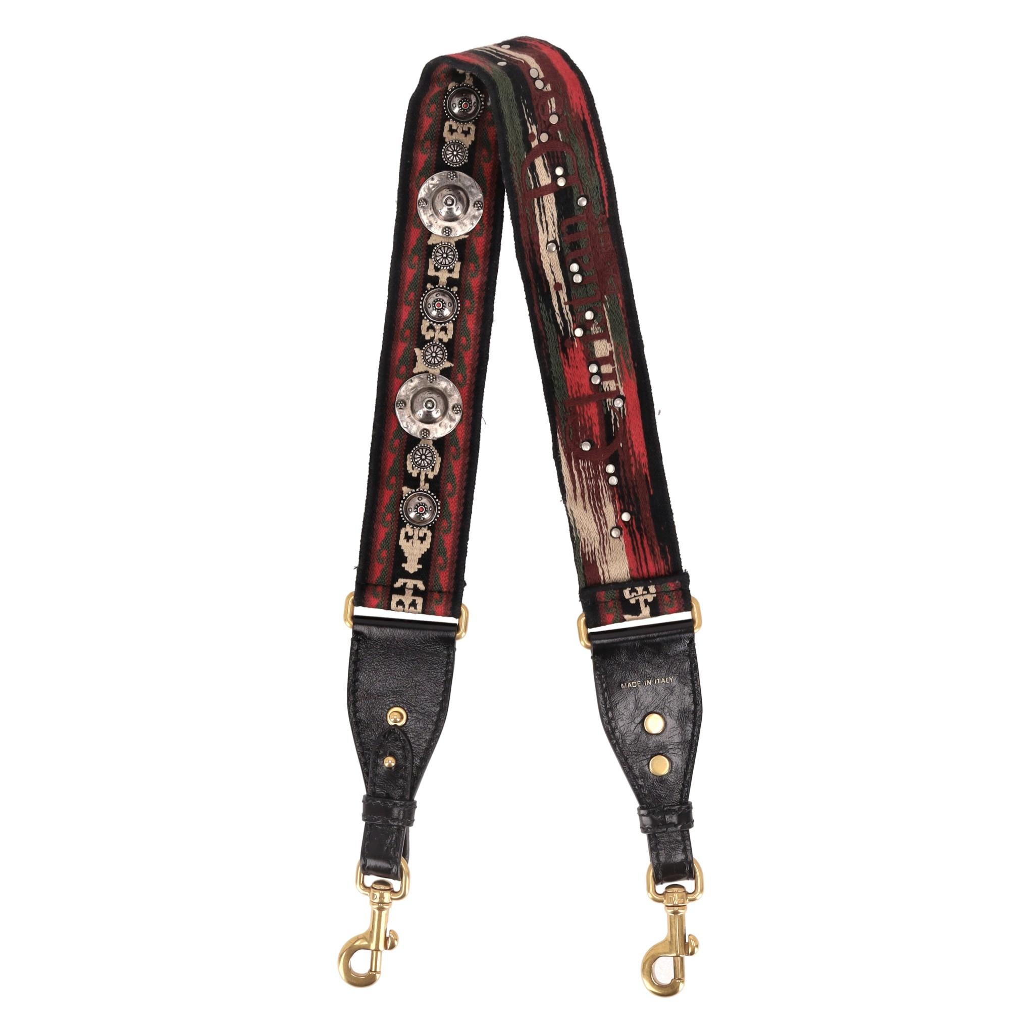 Christian Dior Embroidered Canvas Bag Strap In Excellent Condition For Sale In London, GB