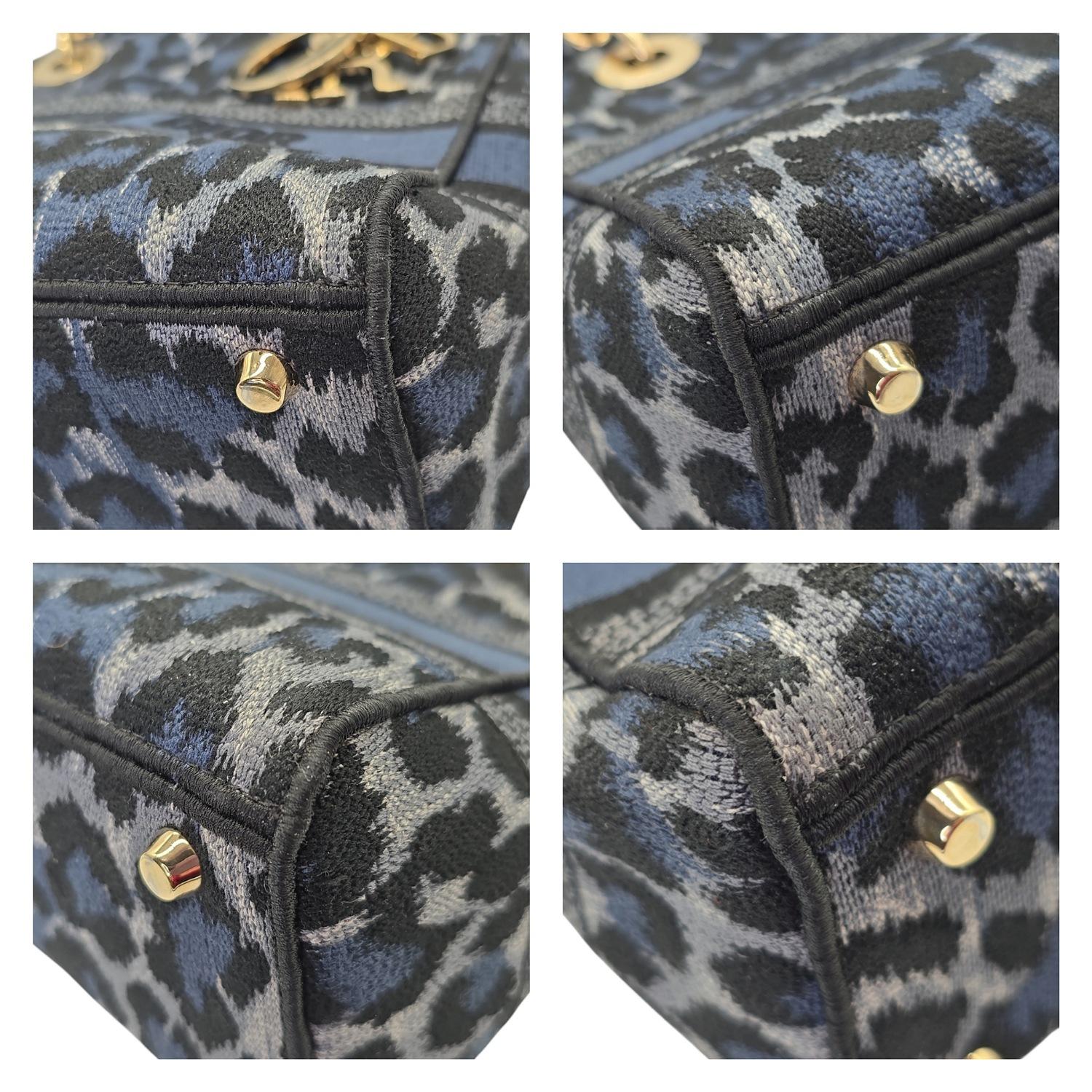 Christian Dior Embroidered Canvas Mizza Medium Lady D-Lite Bag Blue 6