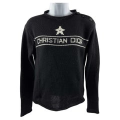 Christian Dior Embroidered Logo Knit Cashmere Sweater 34 US 2