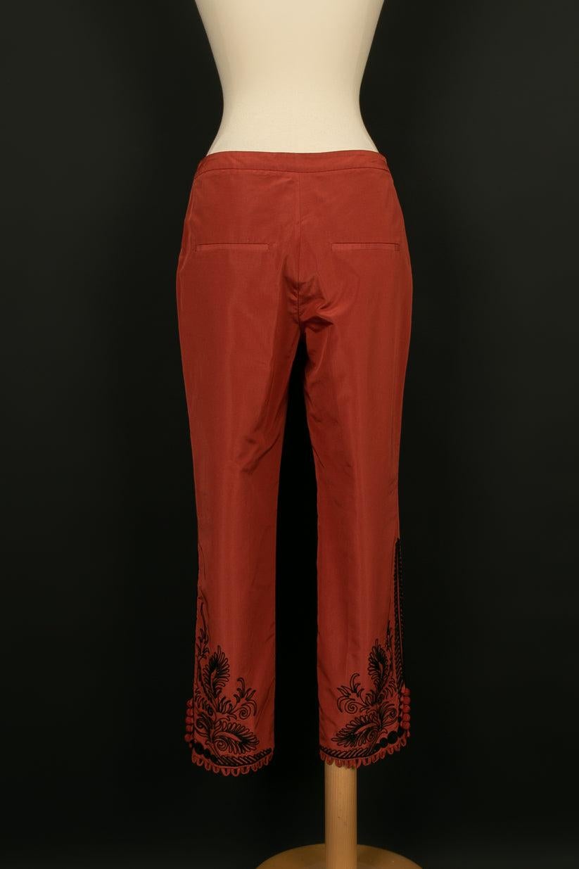 Women's Christian Dior Embroidered Pants Size 36FR, 2008's For Sale