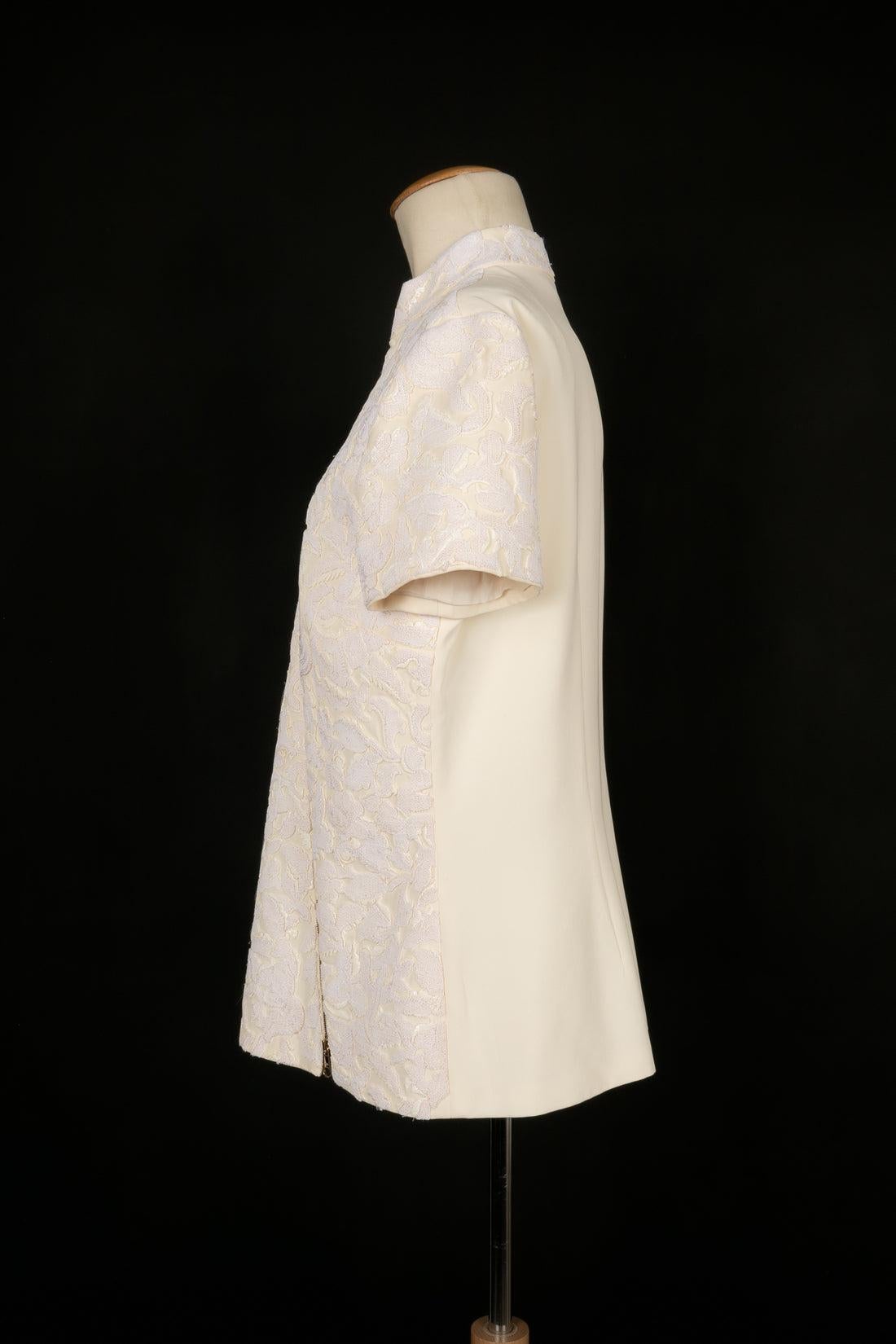 Beige Top in seta ricamata di Christian Dior in vendita