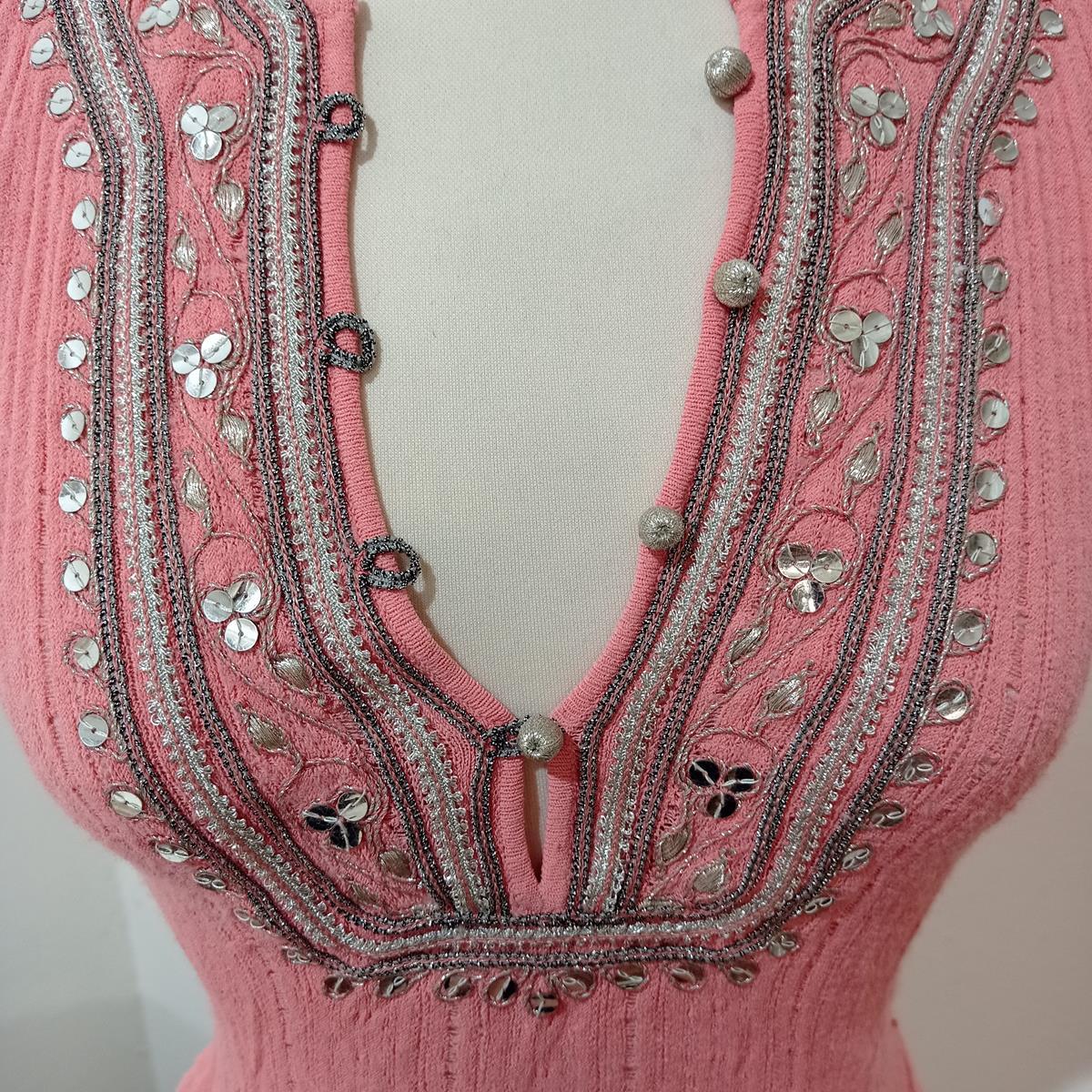 Pink Christian Dior Embroidered Tank Top FR 38 / IT 42