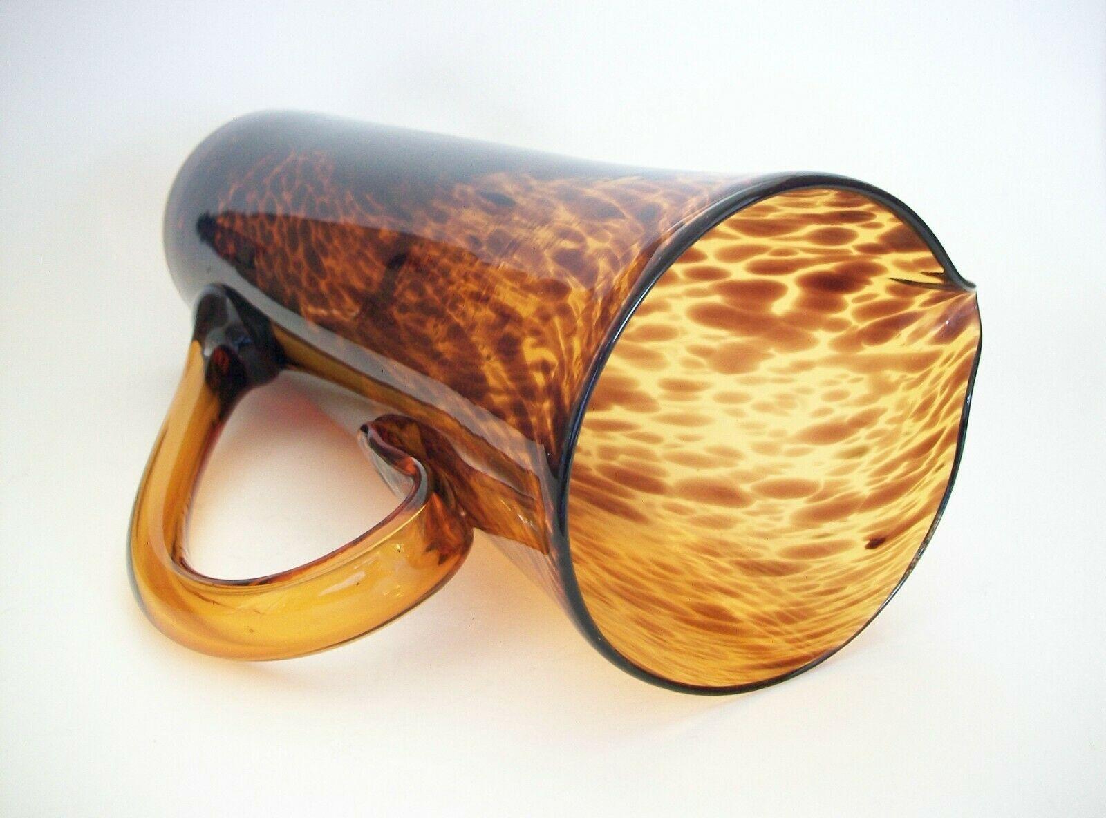Christian Dior - Empoli - Tortoiseshell Glass Pitcher, Signed, France, C.1970 In Good Condition For Sale In Chatham, ON