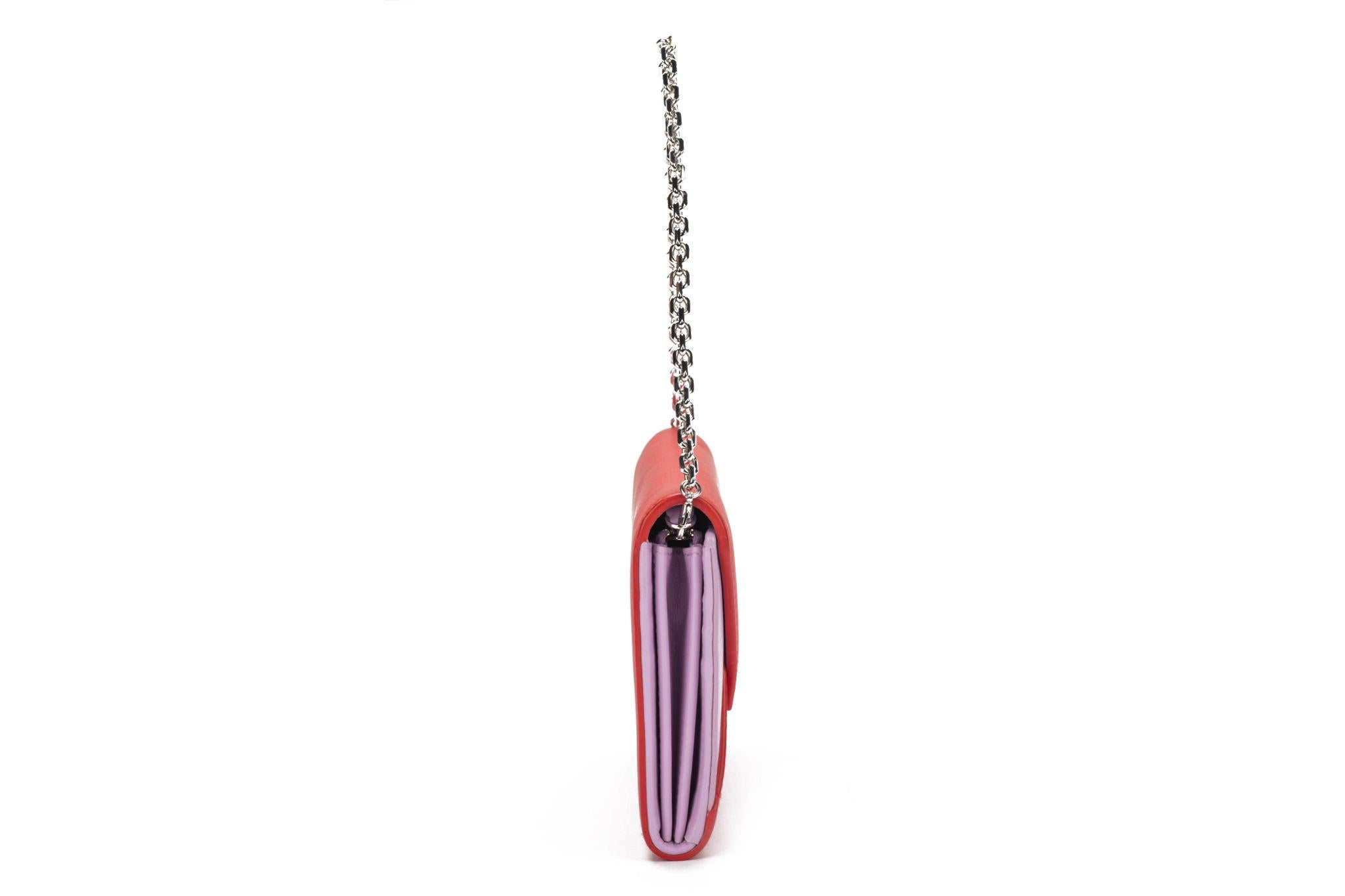 Red Christian Dior Envelope Wallet On Chain For Sale