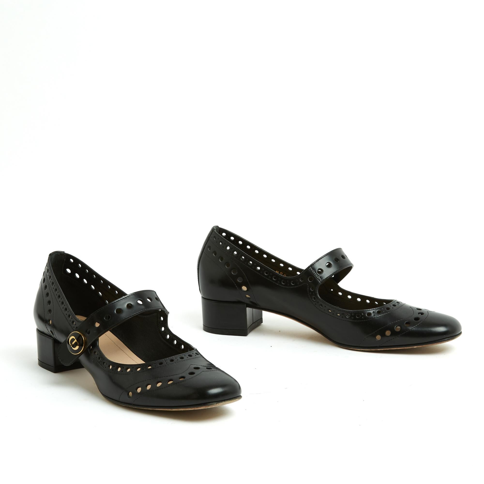 Christian Dior Escarpins EU38,5 Baby D Schwarze Leder Pumps Schuhe UK5.5 US8 im Zustand „Hervorragend“ im Angebot in PARIS, FR